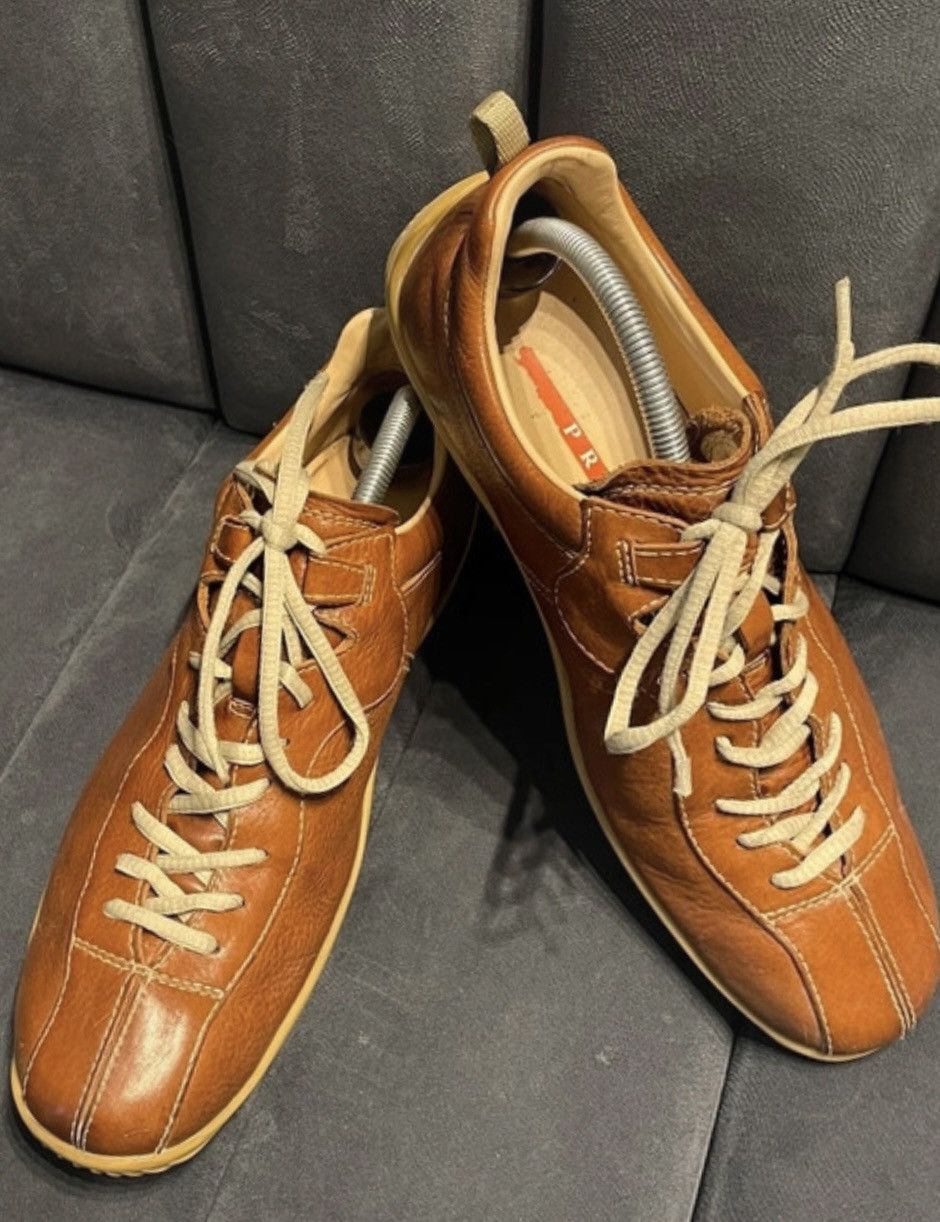 Prada Vintage Prada Men's Tan Brown Leather Lace Up Casual Shoes Size US 11 / EU 44 - 2 Thumbnail