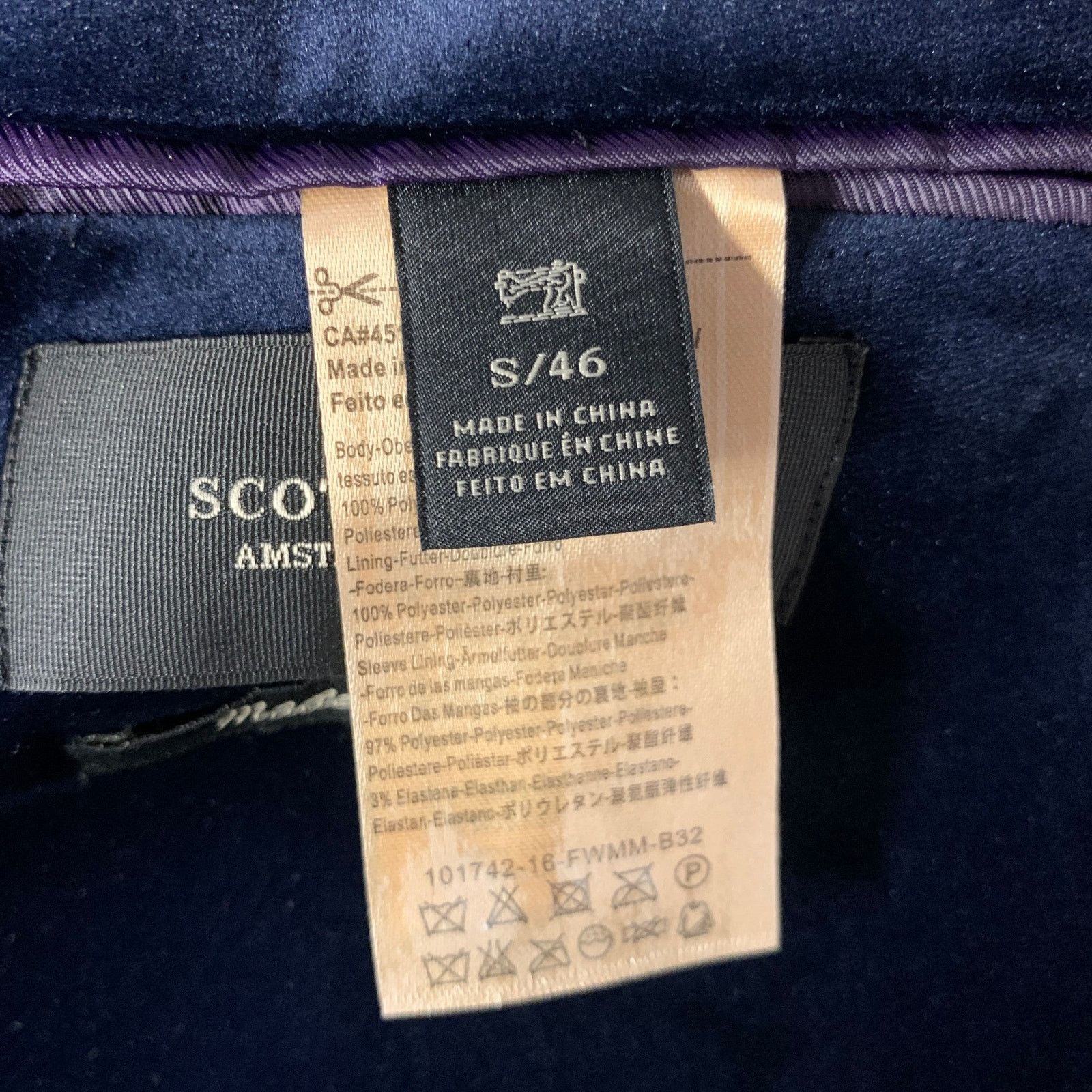 Scotch & Soda SCOTCH AND SODA 38 Navy Velvet Peak Lapel Suit Size 38R - 6 Thumbnail