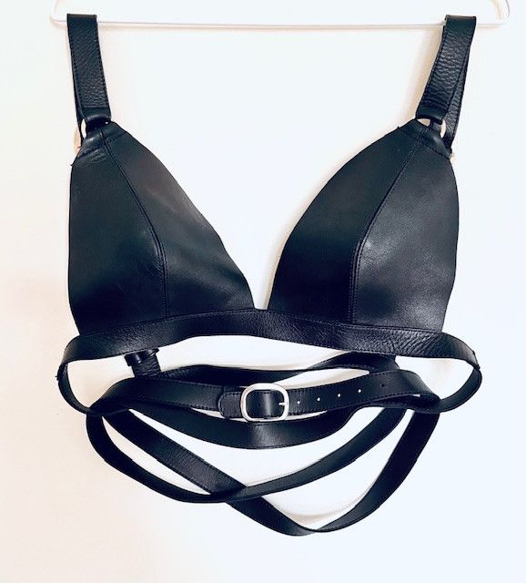 image of Bra Leather in Black, Women's (Size Small)