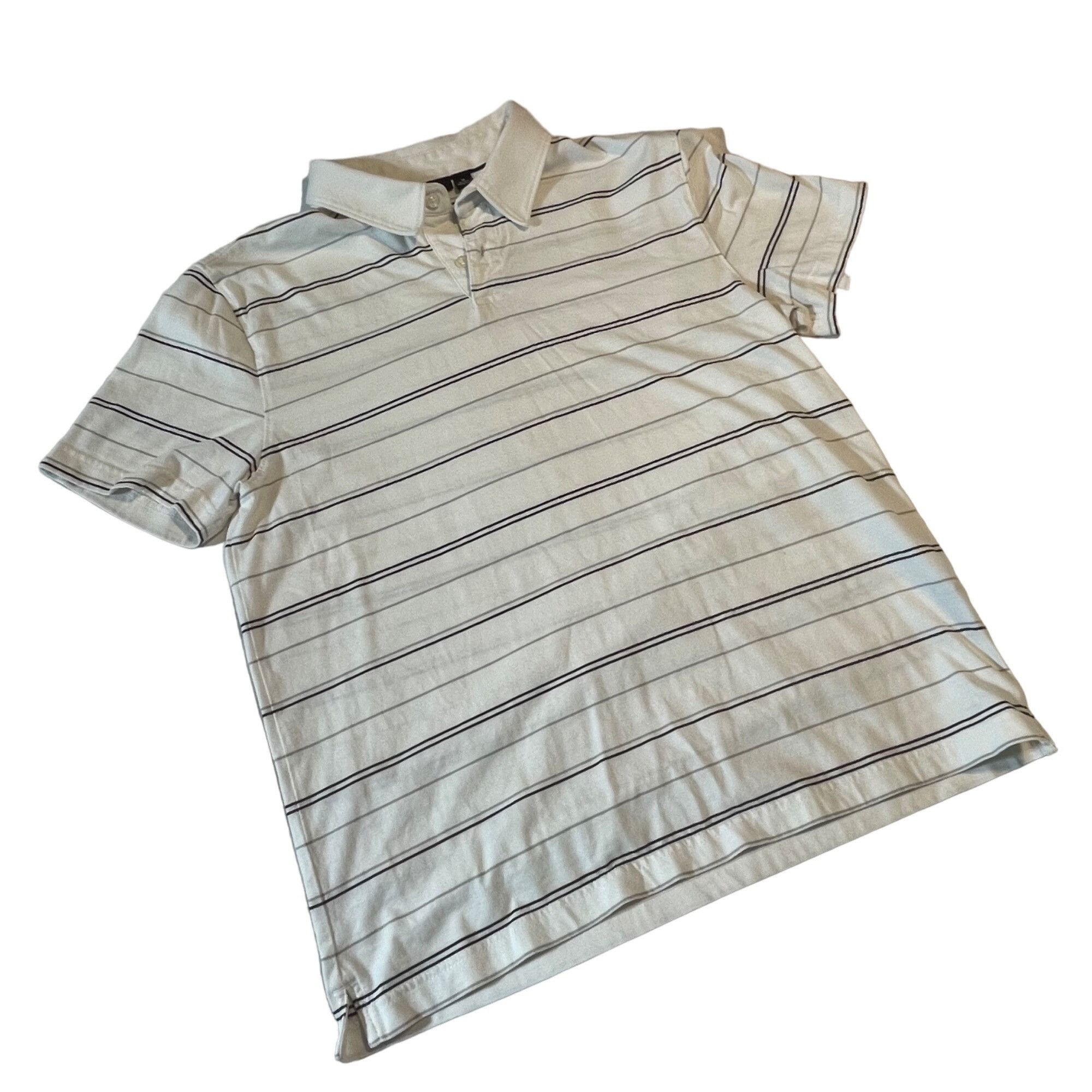 Apt. 9 APT. 9 Men's Striped Polo Shirt M White & Black 100% Cotton Size US M / EU 48-50 / 2 - 1 Thumbnail
