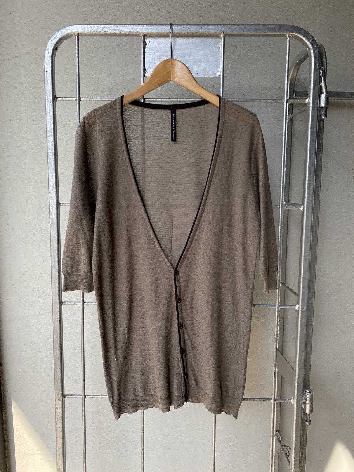Neil Barrett BLVCKBARRETT Taupe Sheer V-Neck Button Cardigan Size M / US 6-8 / IT 42-44 - 1 Thumbnail