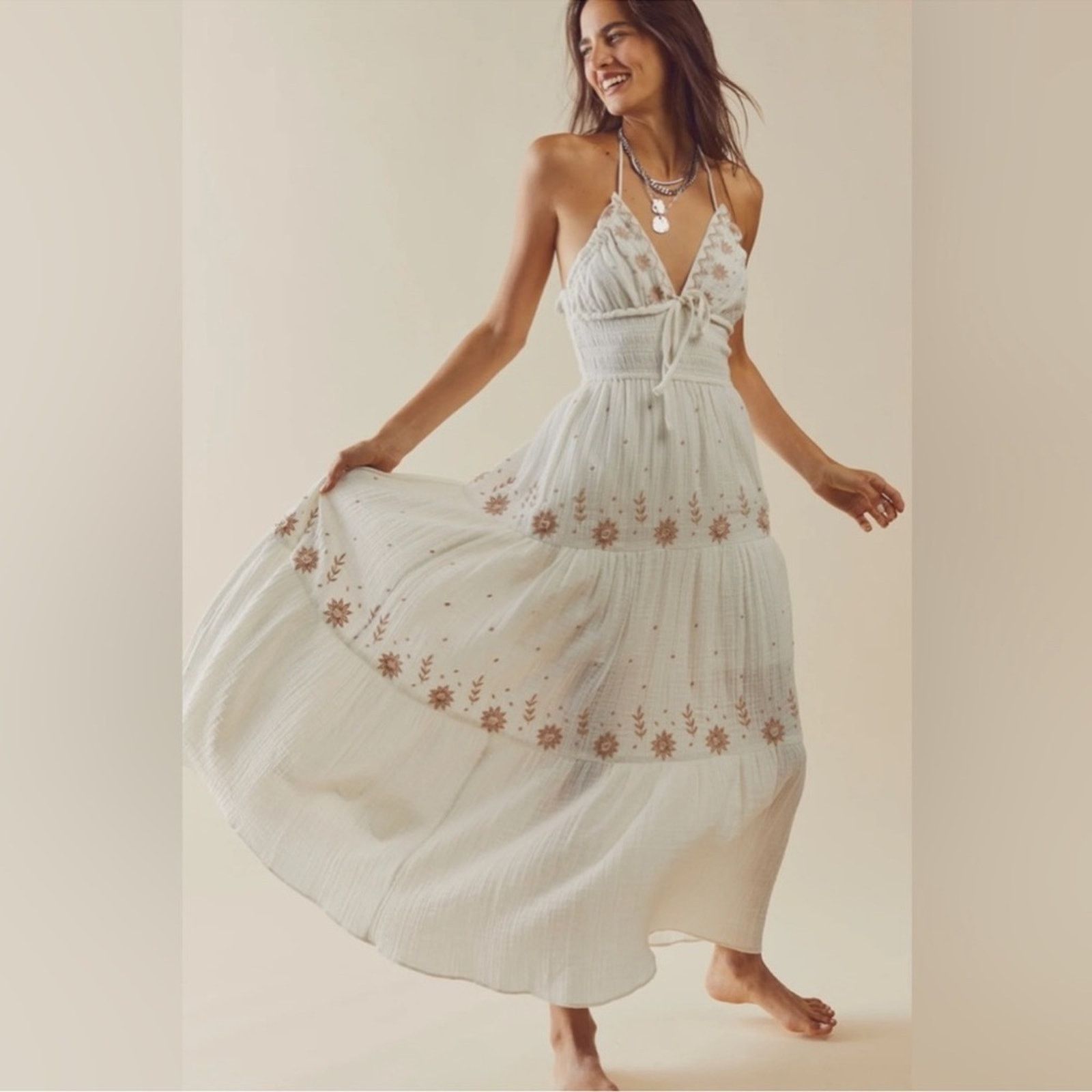 Free People 🎉LAST‎ PIECE🎉FREE PEOPLE Real Love Embroidered Maxi Dress Size XL / US 12-14 / IT 48-50 - 1 Thumbnail