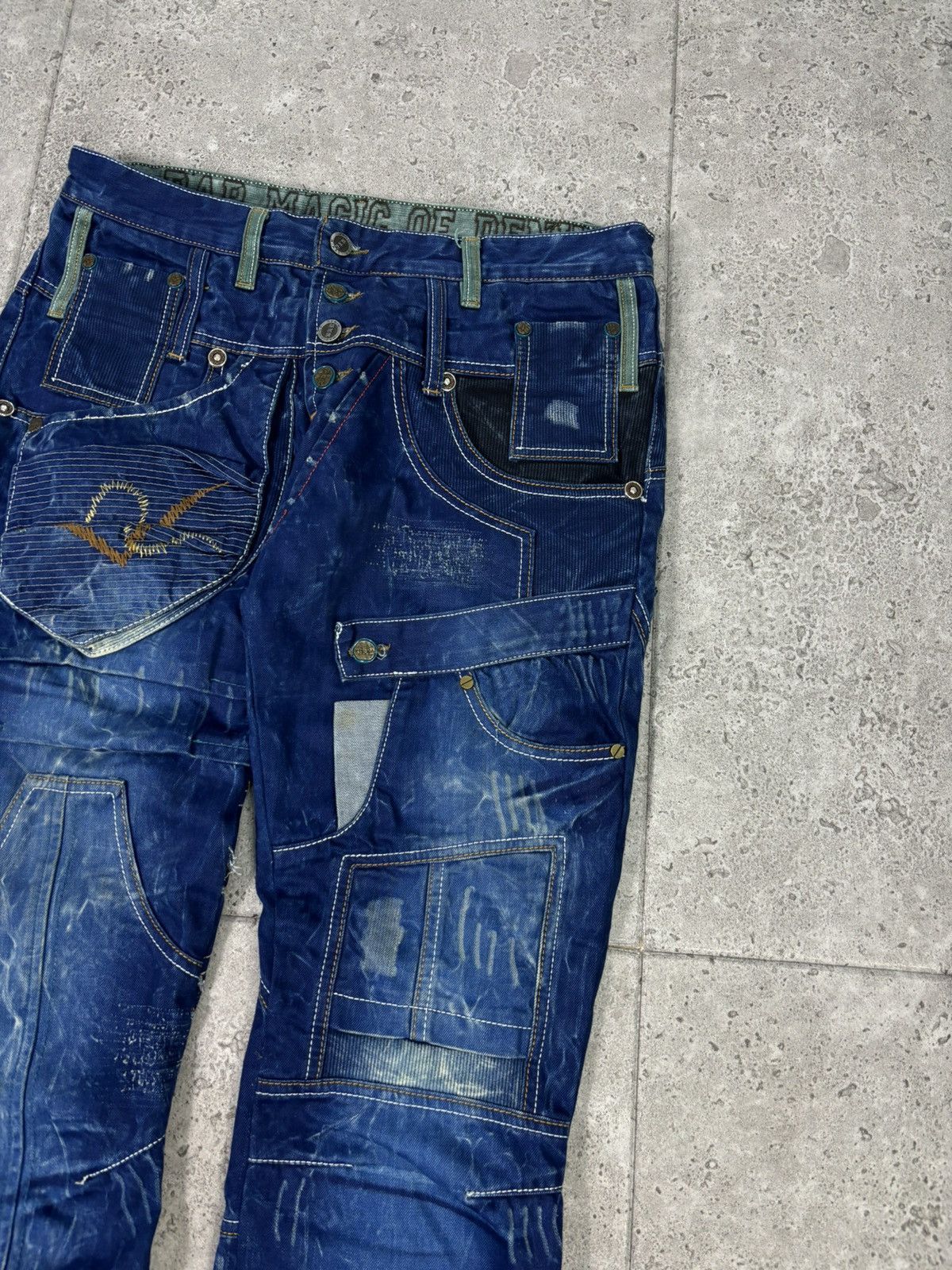 Japanese Brand 🇯🇵 Y2K Bar WideLeg Denim Japan Patchwork Multipocket Jeans Size US 34 / EU 50 - 5 Thumbnail