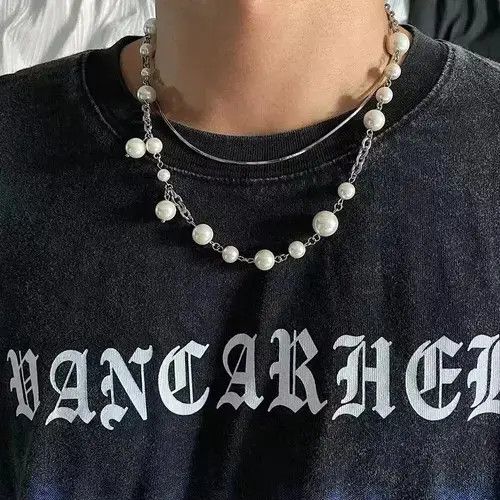 Jewelry × Vintage Fashion Pearl Stitching Couple Necklace Size ONE SIZE - 1 Thumbnail
