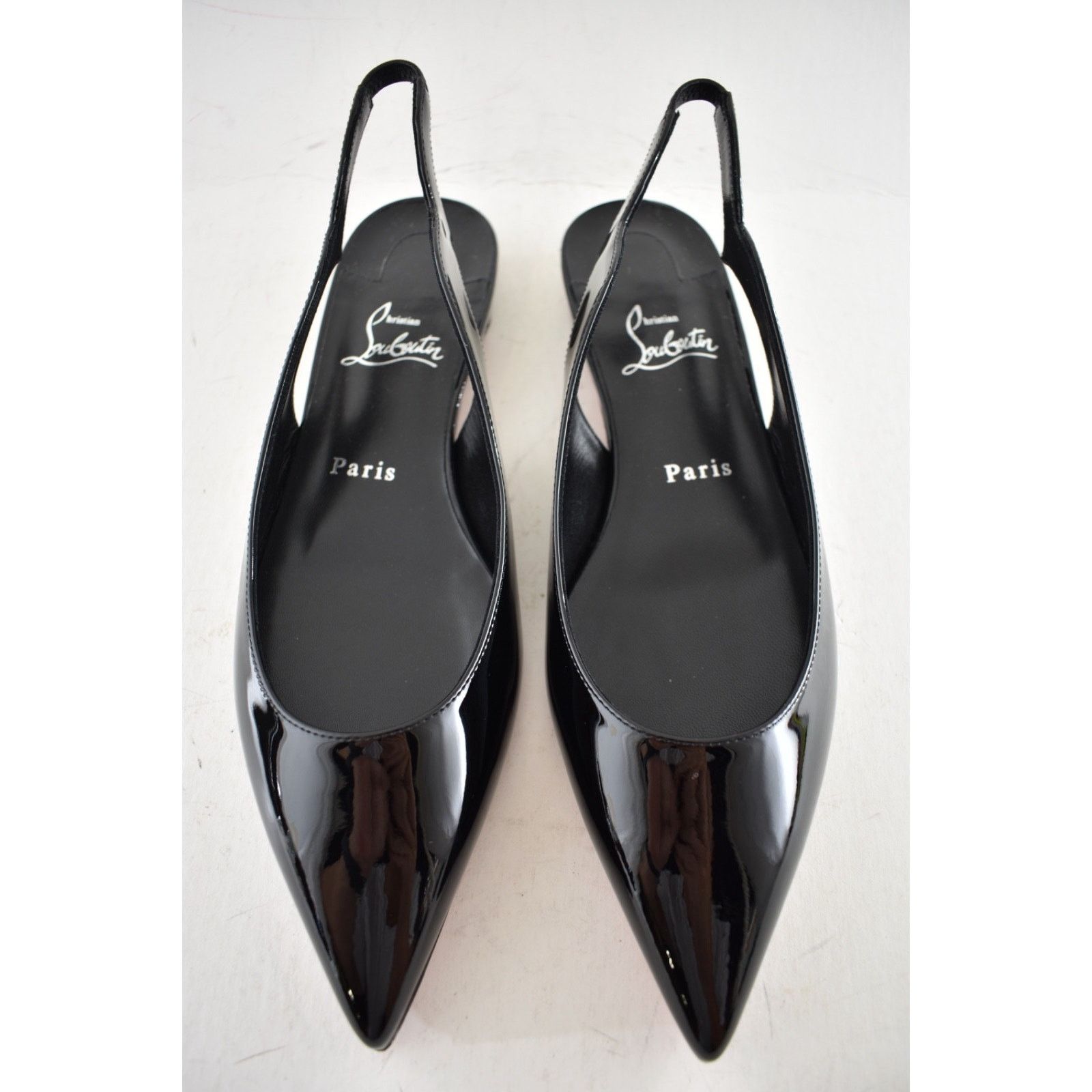Christian Louboutin Hot Chickita Sling Flat Black Patent