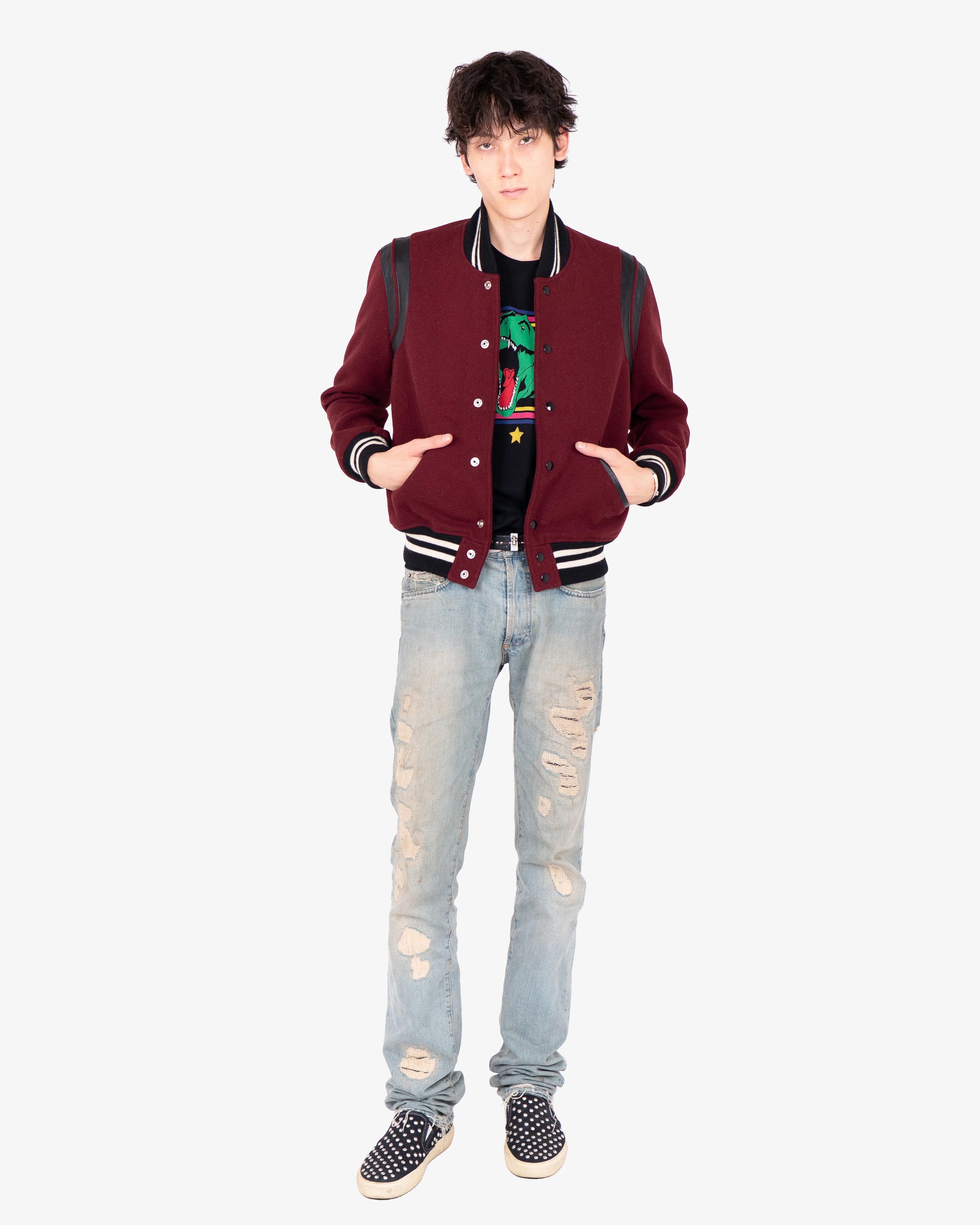 Saint Laurent Paris Burgundy Teddy Jacket Men's (FW14) Size US S / EU 44-46 / 1 - 6 Thumbnail