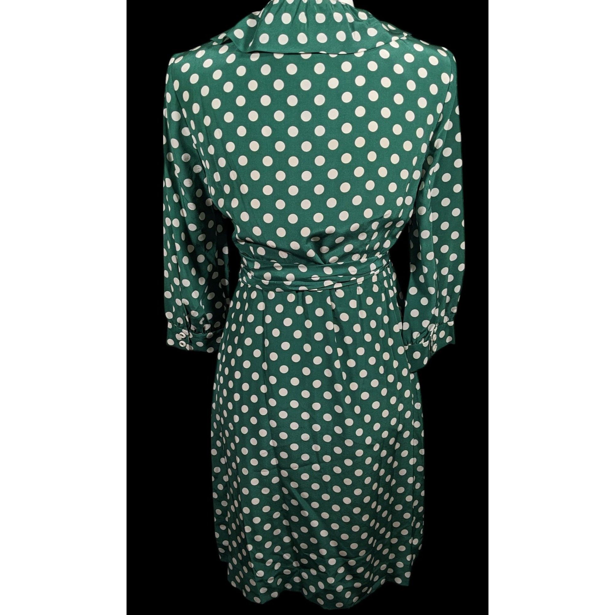 Kate Spade Kate Spade Daniella Silk Green And White Polka Dot Wrap Dre Size M / US 6-8 / IT 42-44 - 2 Thumbnail