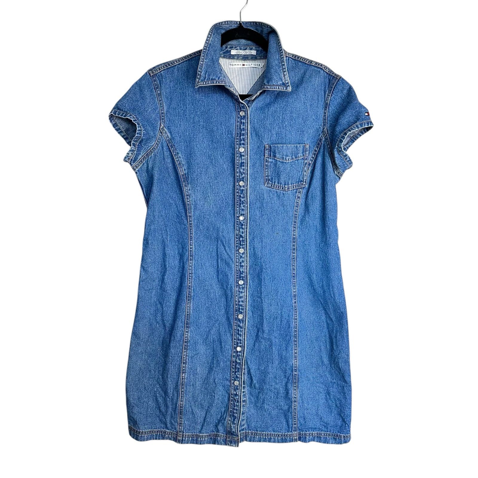 Tommy Hilfiger Tommy Hilfiger Y2K Denim Mini Dress Pearl Button Front 14 Size XL / US 12-14 / IT 48-50 - 2 Thumbnail