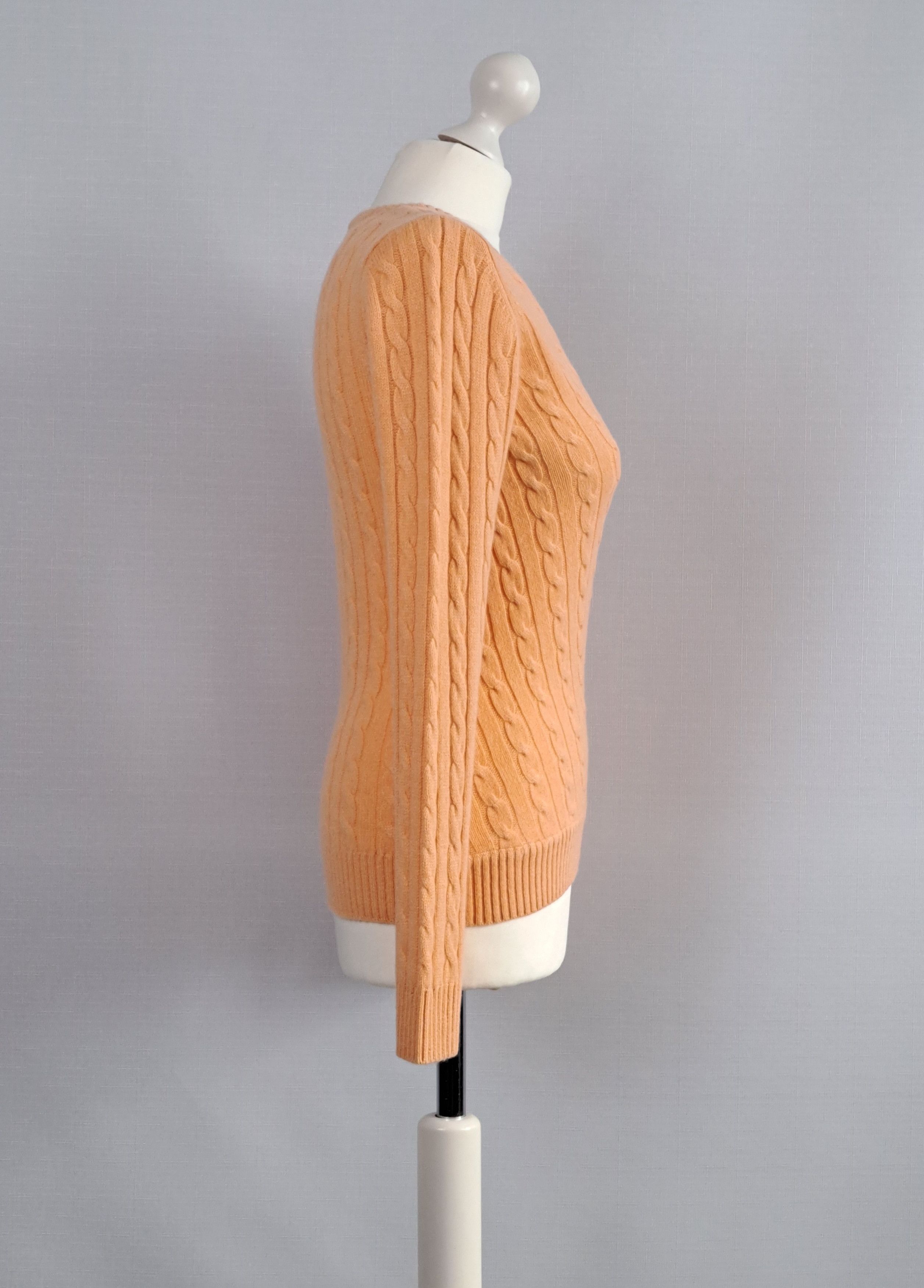Other ODEEH light orange cable-knit cashmere pullover. Size XS / US 0-2 / IT 36-38 - 2 Thumbnail