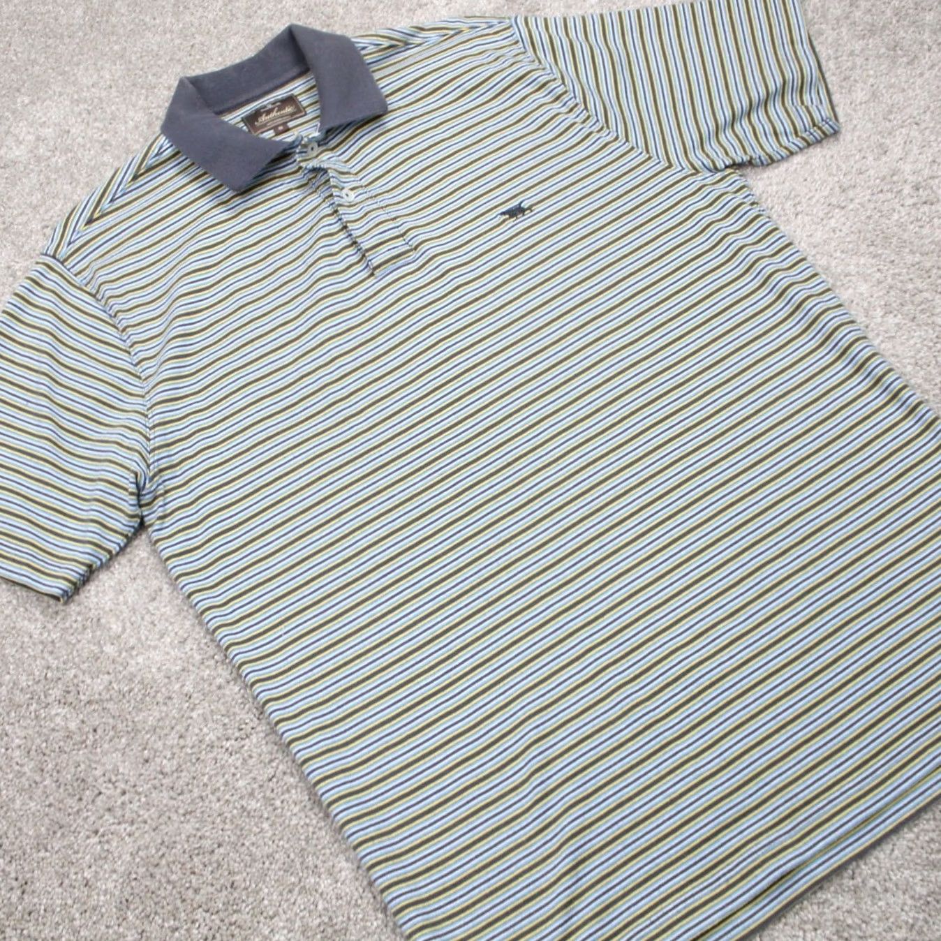 Rodd & Gunn Rodd & Gunn Polo Shirt Mens Small Blue/Yellow/Brown Striped Cotton S/S Pullover Size US S / EU 44-46 / 1 - 5 Thumbnail