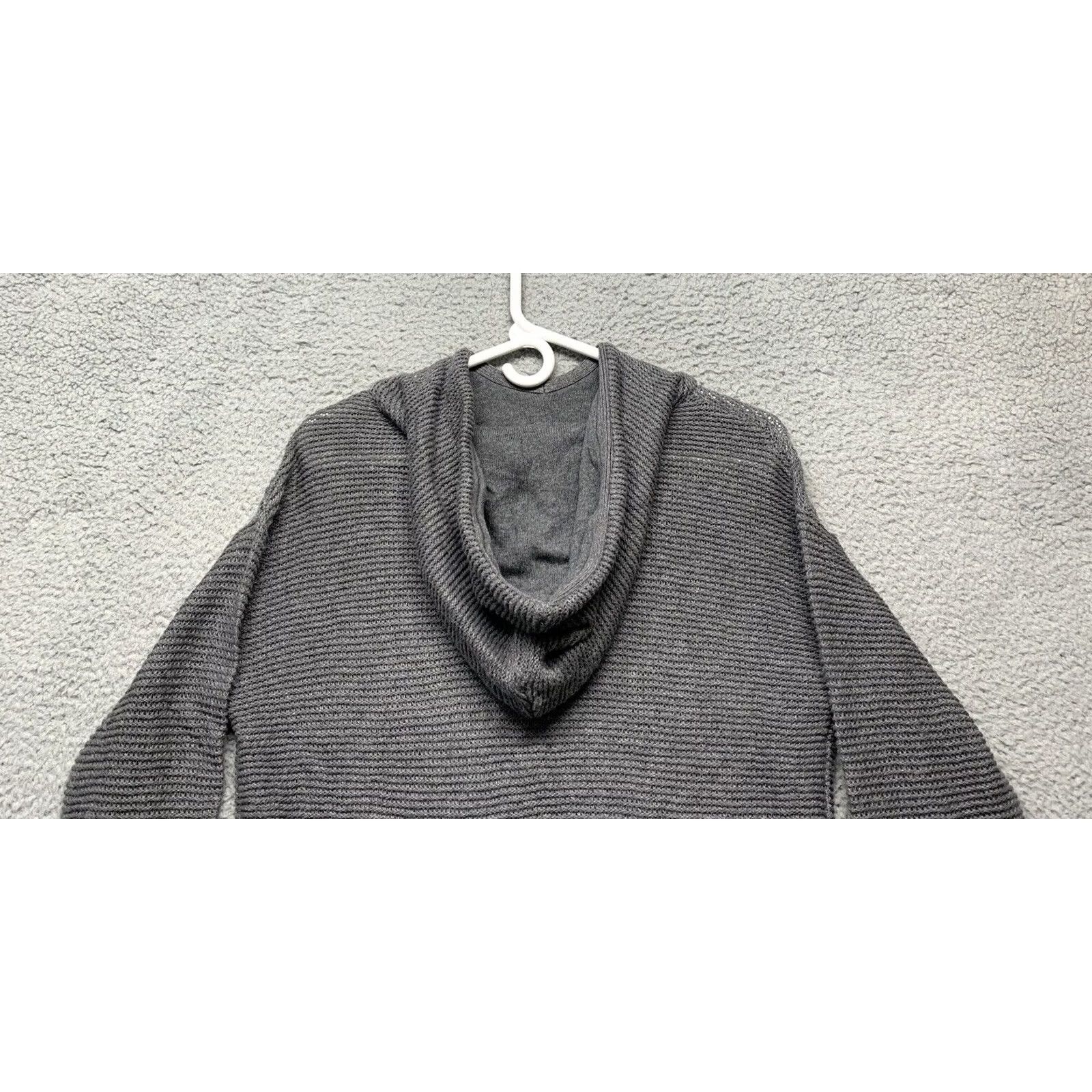 Vintage VINTAGE Women's XS Hooded Pullover Sweater Cropped Long Sleeve Gray 3” Side Slits NEW Size XS / US 0-2 / IT 36-38 - 7 Thumbnail