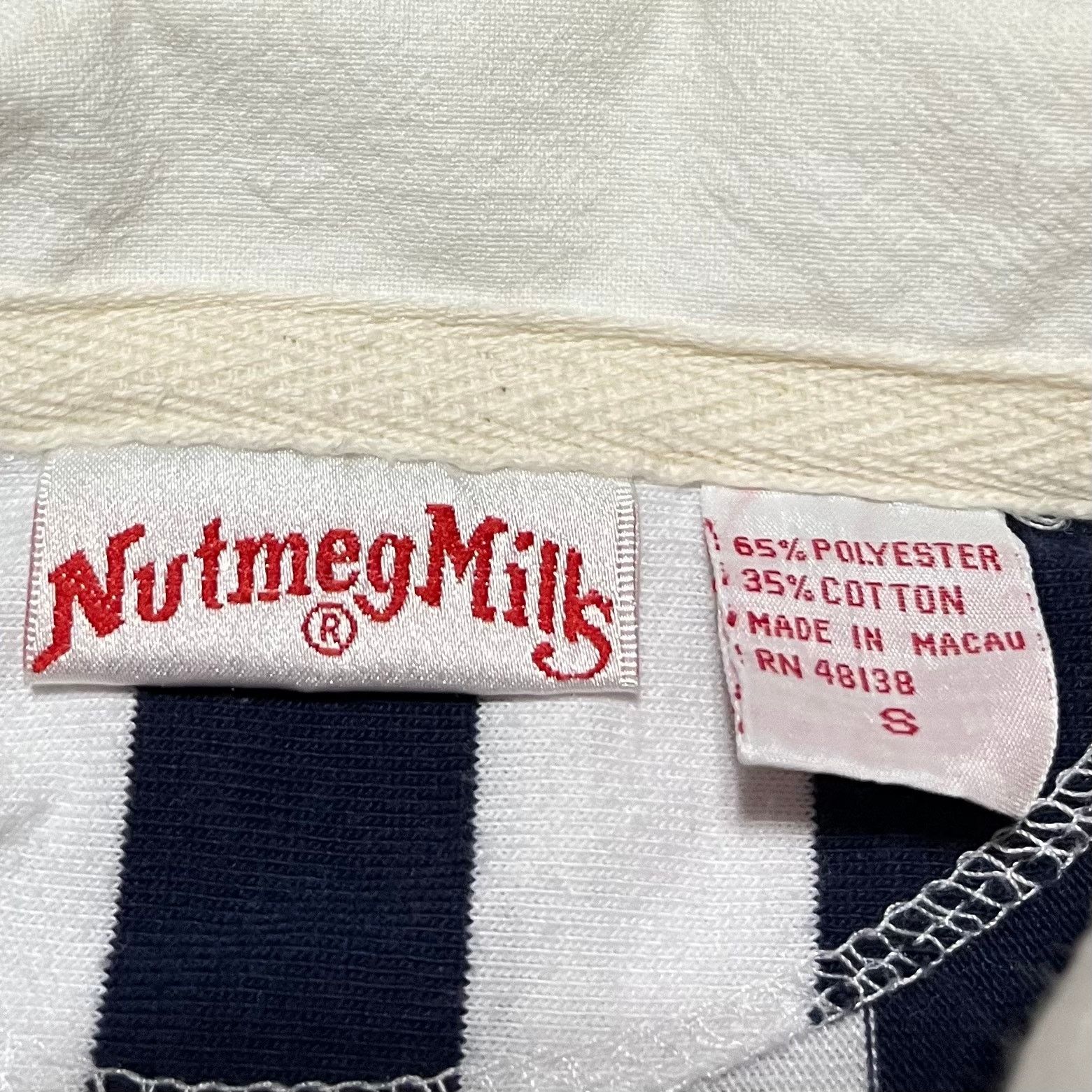 Nutmeg Vintage Nutmeg Auburn Navy/White Pinstriped Long Sleeve Polo Size US S / EU 44-46 / 1 - 3 Thumbnail