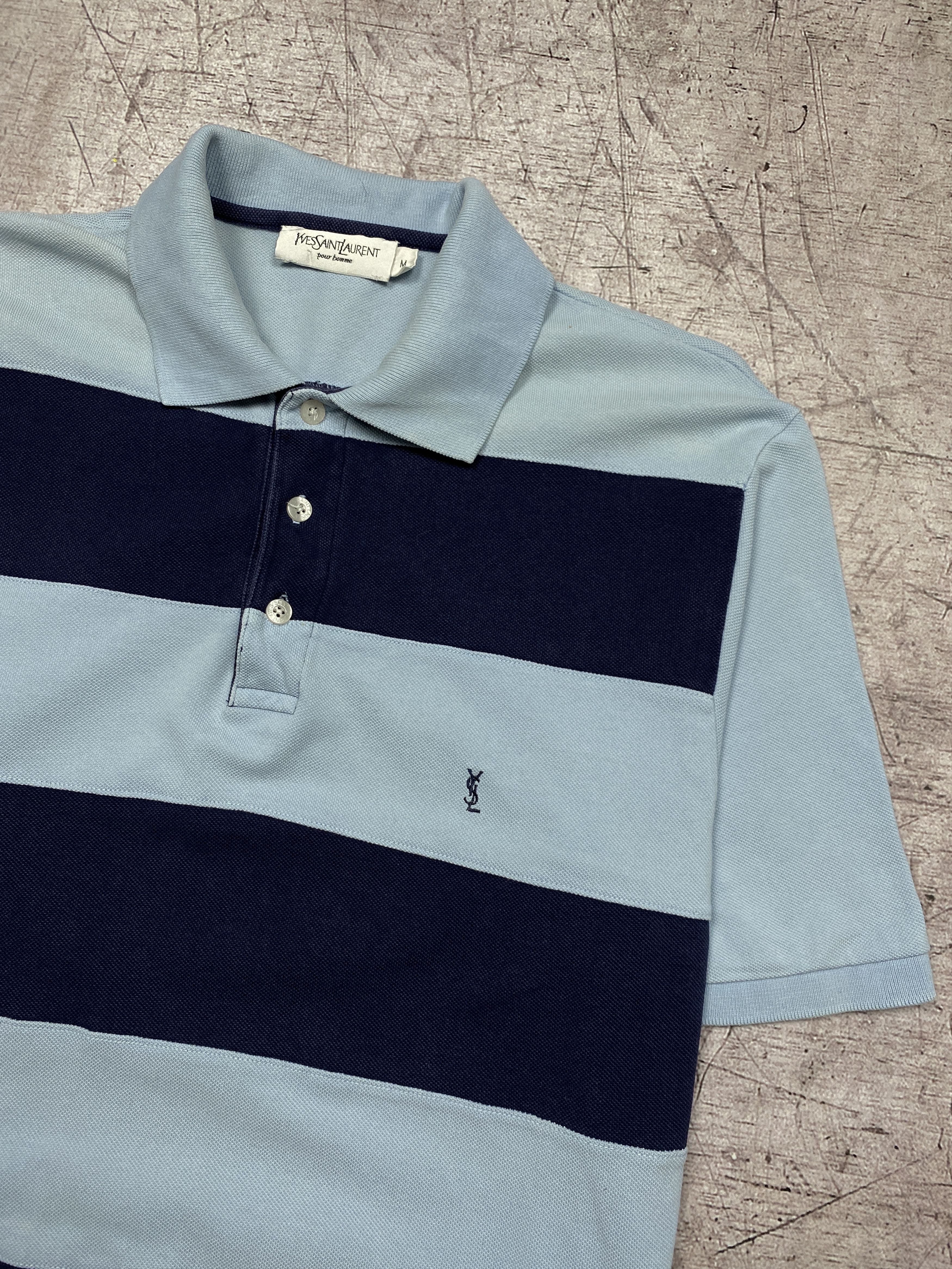 Vintage × Yves Saint Laurent Yves Saint Laurent Vintage Mens Striped Polo Shirt Size US M / EU 48-50 / 2 - 2 Thumbnail