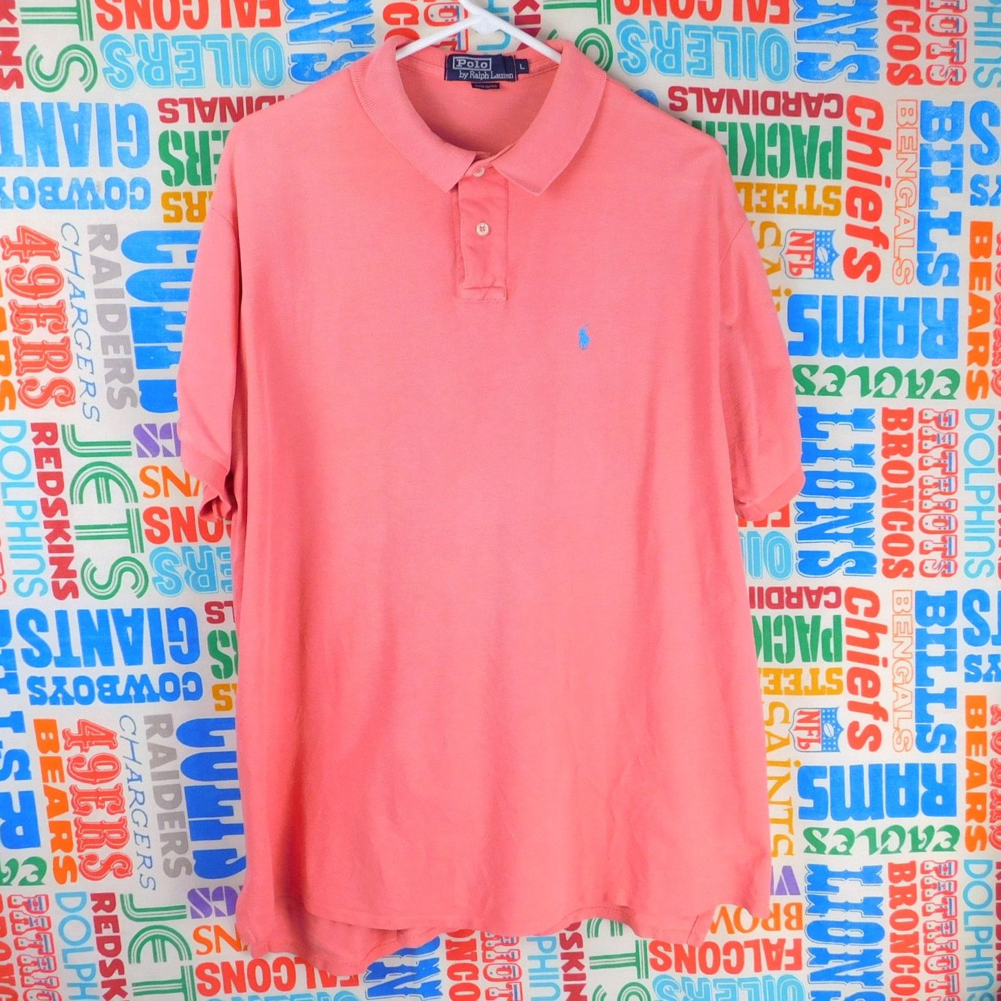 Polo Ralph Lauren Ralph Lauren Polo Shirt Size L Salmon Pink Blue Pony 90s Size US L / EU 52-54 / 3 - 1 Thumbnail