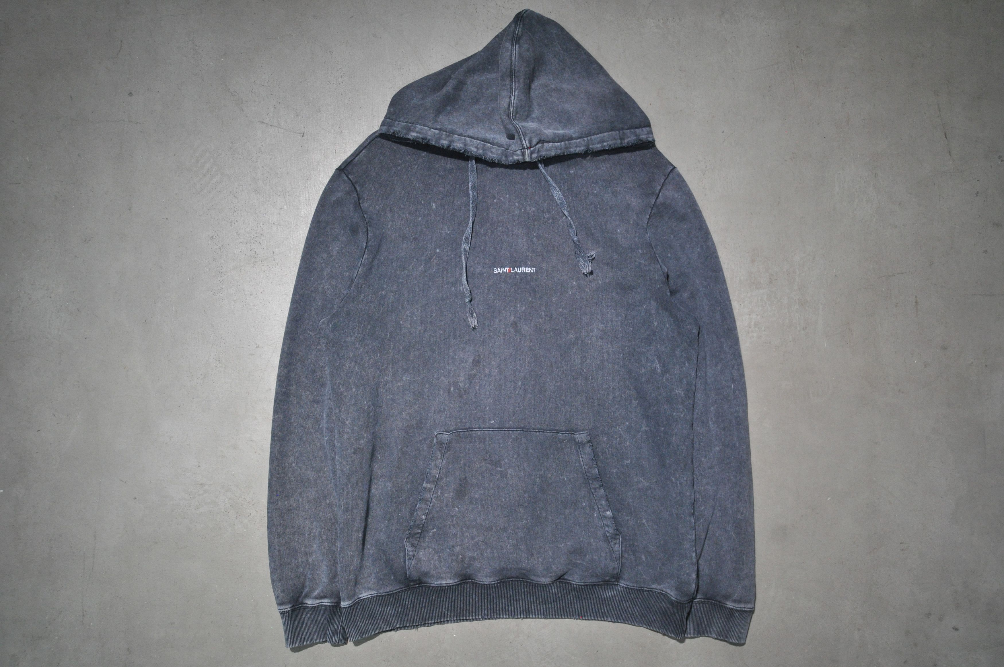 Saint Laurent Paris SLP - S/S 18 - Rive Gauche Logo Distressed Hoodie Size US L / EU 52-54 / 3 - 3 Thumbnail