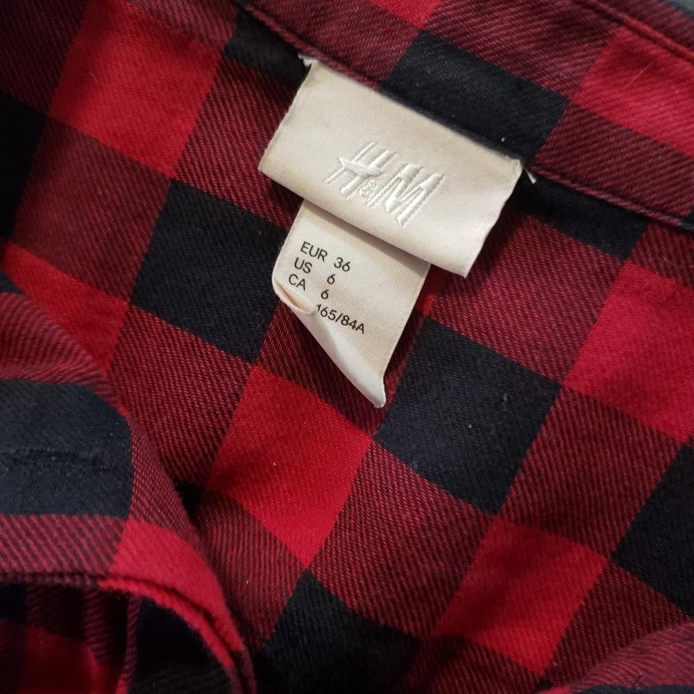 H&M Red Black Checkerboard H&M Long Button Down Size M / US 6-8 / IT 42-44 - 3 Thumbnail