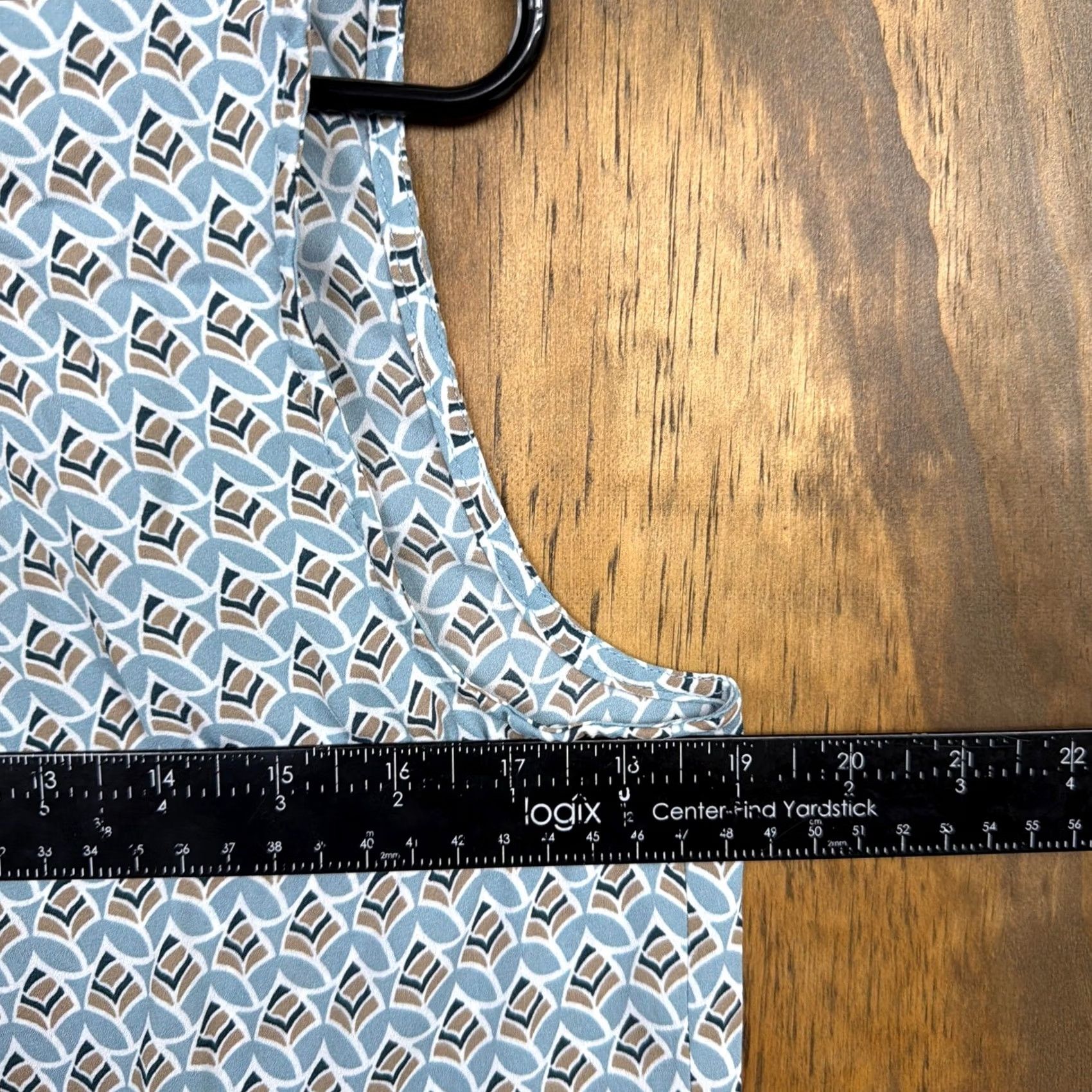 Loft VINTAGE LOFT Outlet Womens Blouse Blue Brown Geometric Pleated Scoop Neck Sleeveless M Size M / US 6-8 / IT 42-44 - 6 Thumbnail
