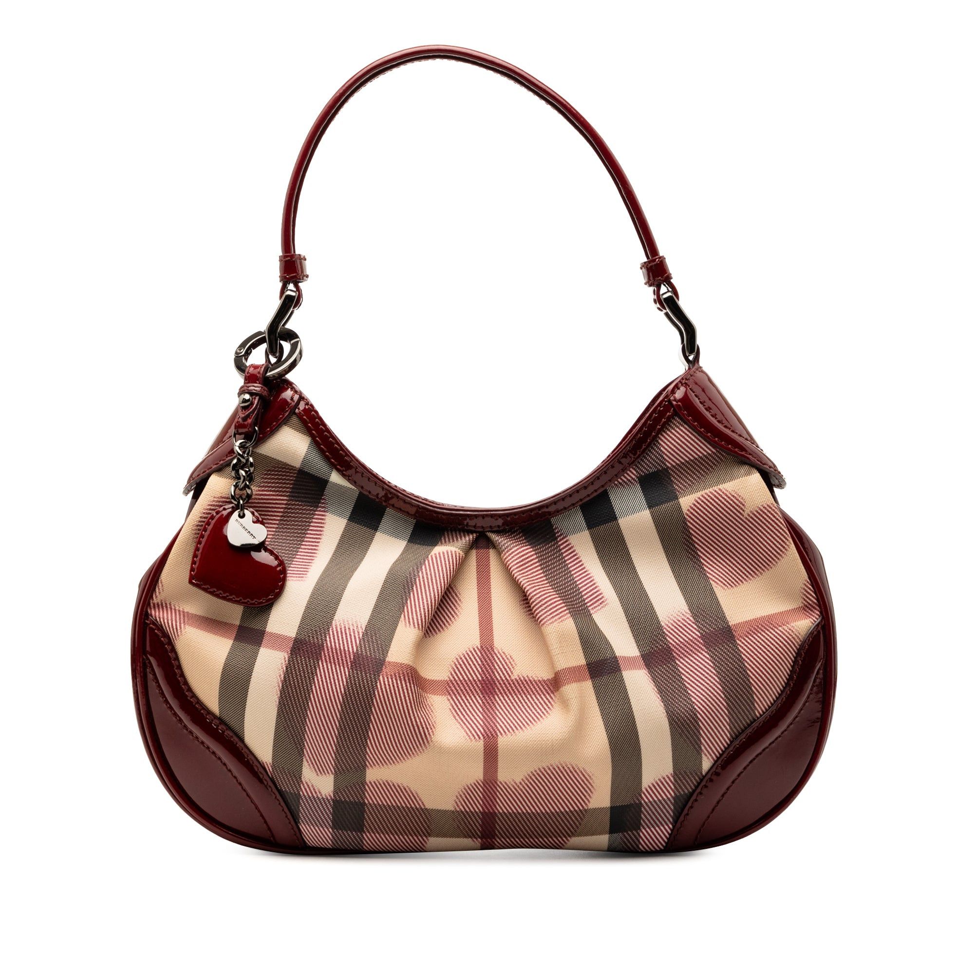 Burberry Small Nova Check Coated Canvas Hearts Hernville Hobo Size ONE SIZE - 1 Thumbnail