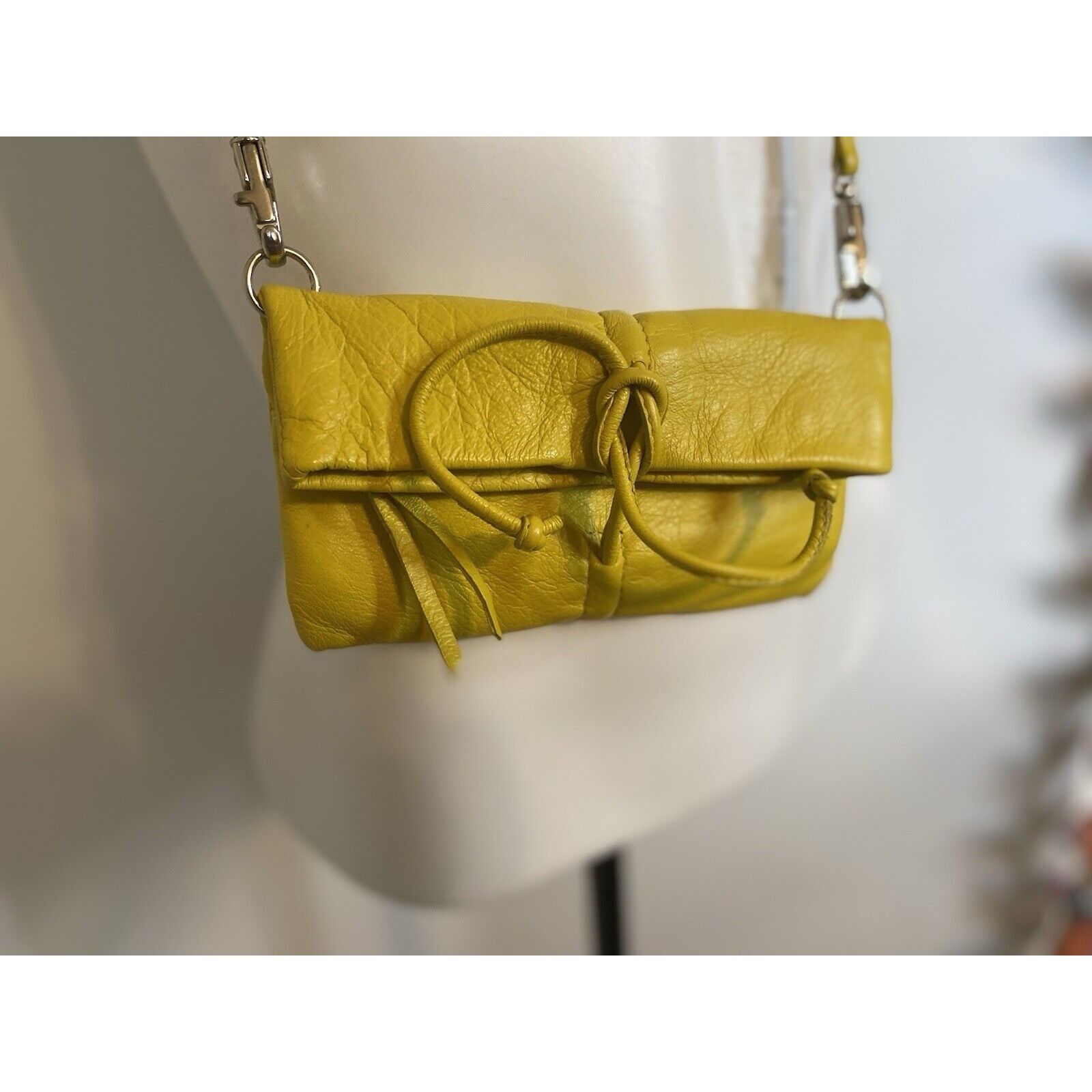 Vintage Arezzo Yellow Leather Small Crossbody Shoulder Bag Clutch Ad Size ONE SIZE - 8 Thumbnail