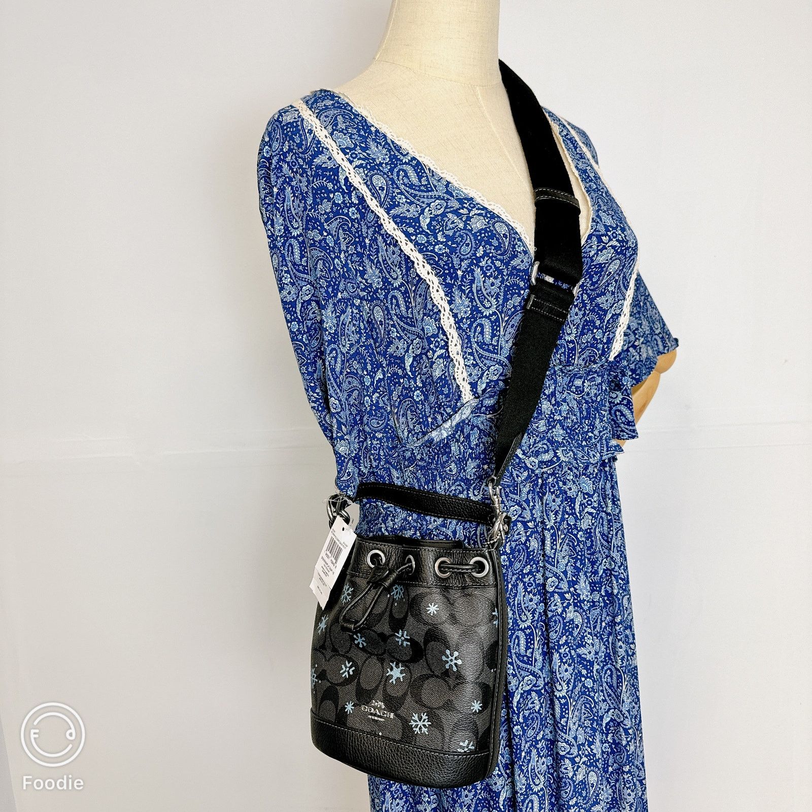Coach Coach CE587 Dempsey Drawstring Bucket Bag 15 IN Black Multi Size ONE SIZE - 1 Thumbnail