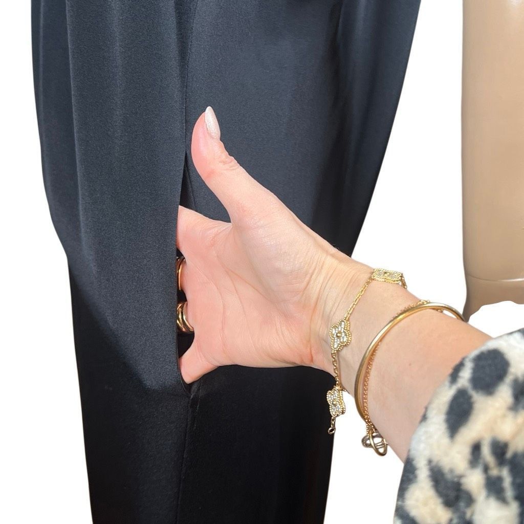 KOBI HALPERIN New Kobi Halperin Black Silk Maxi Dress with Pleated Necklin Size M / US 6-8 / IT 42-44 - 5 Thumbnail