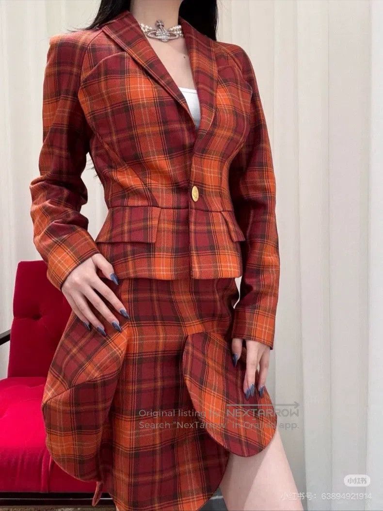 Vivienne Westwood Vivienne Westwood Show model red and orange plaid suit set Size XS / US 0-2 / IT 36-38 - 1 Thumbnail