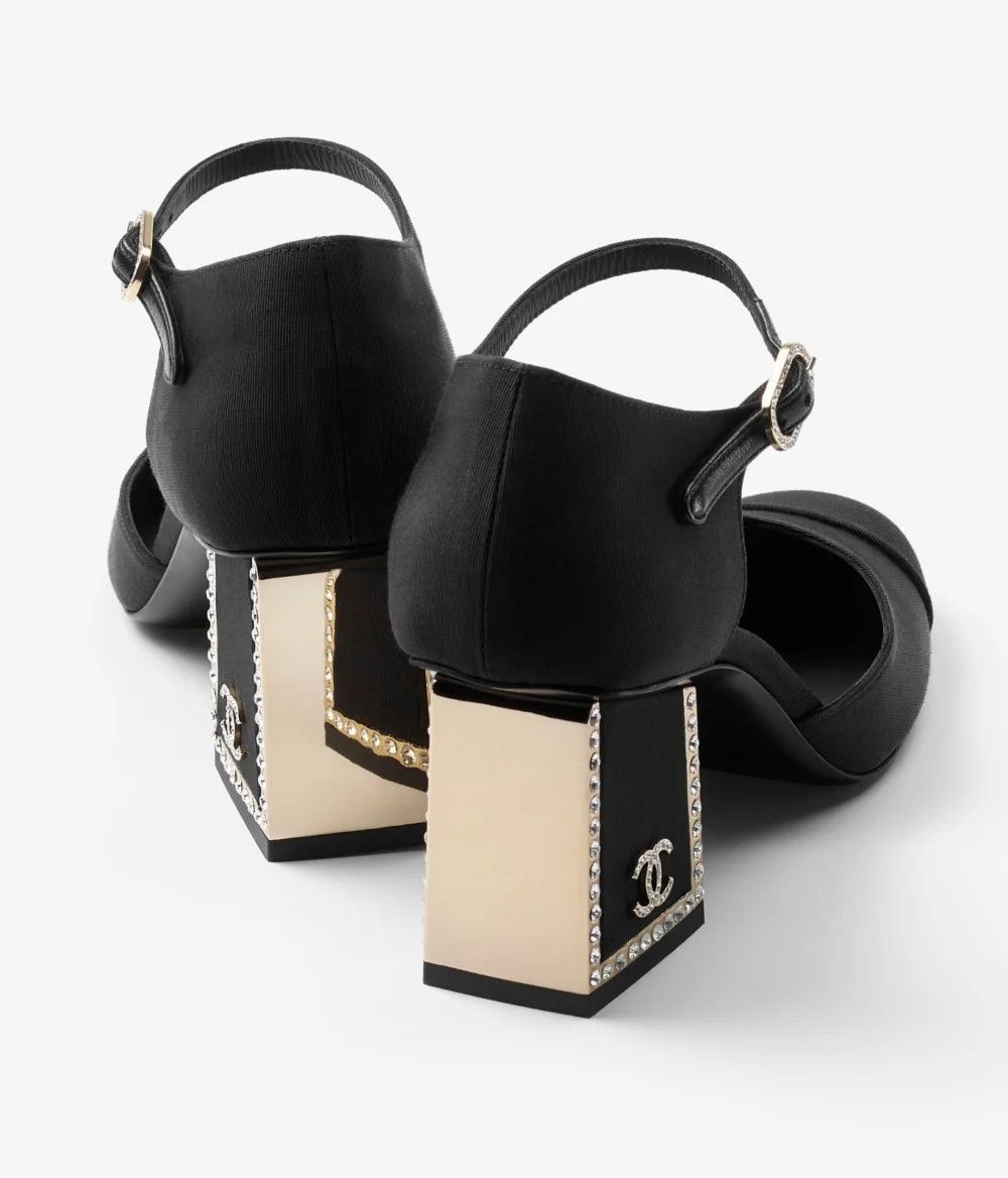 Chanel Chanel 24B Crystal Logo Gold Ankle Strap Block Heel Pump 40 Size US 10 / IT 40 - 16 Thumbnail