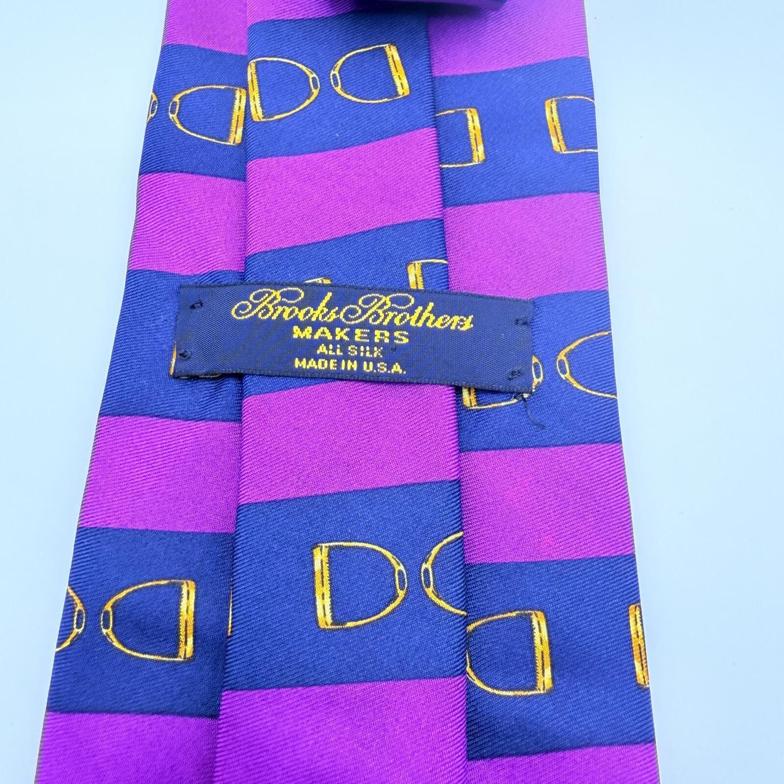 Brooks Brothers Brooks Brothers Tie Men's Purple Navy Gold Pattern Silk Size ONE SIZE - 1 Thumbnail