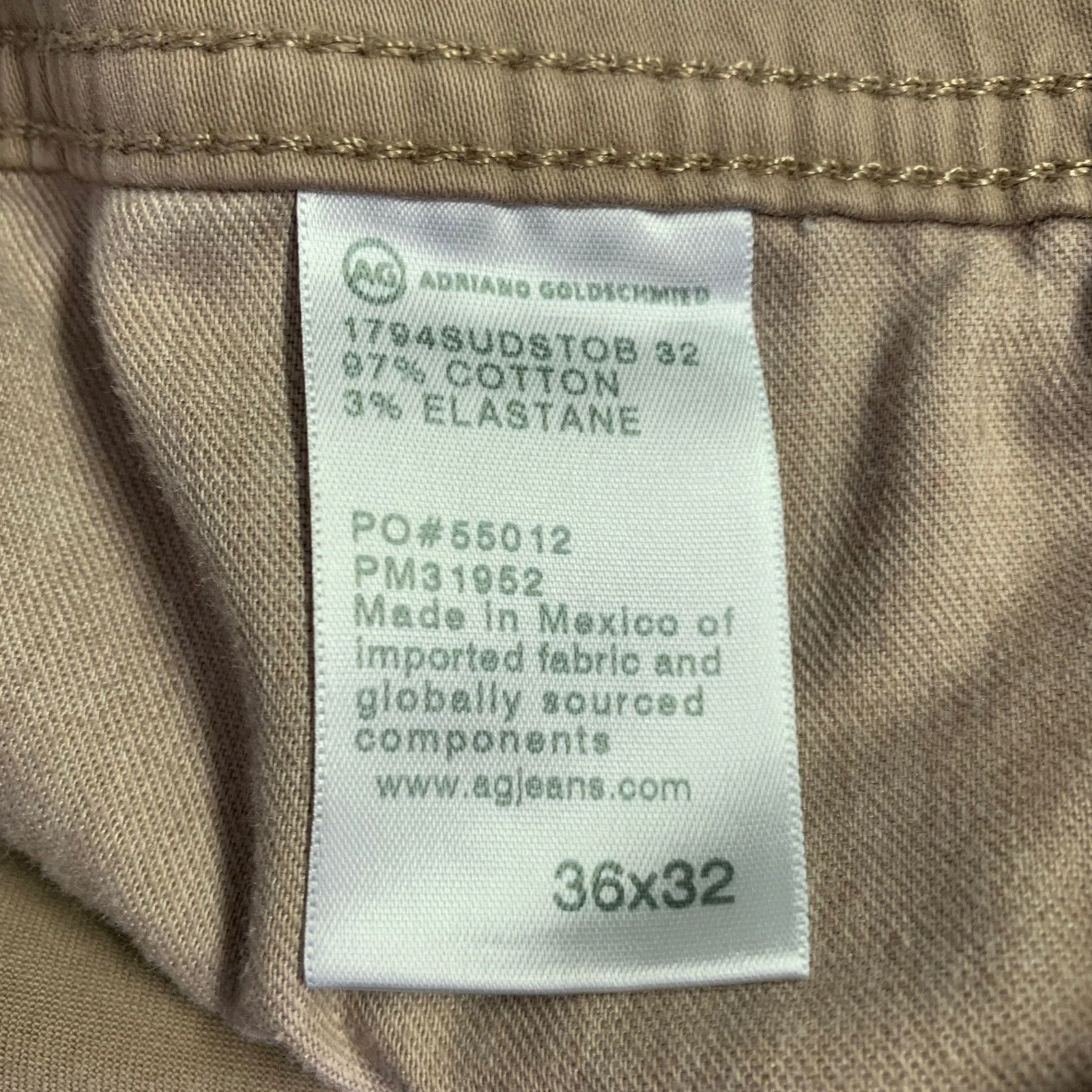 AG Adriano Goldschmied Size 36 Everett Khaki Cotton Blend Jean Cut Casual Pants Size US 36 / EU 52 - 7 Thumbnail
