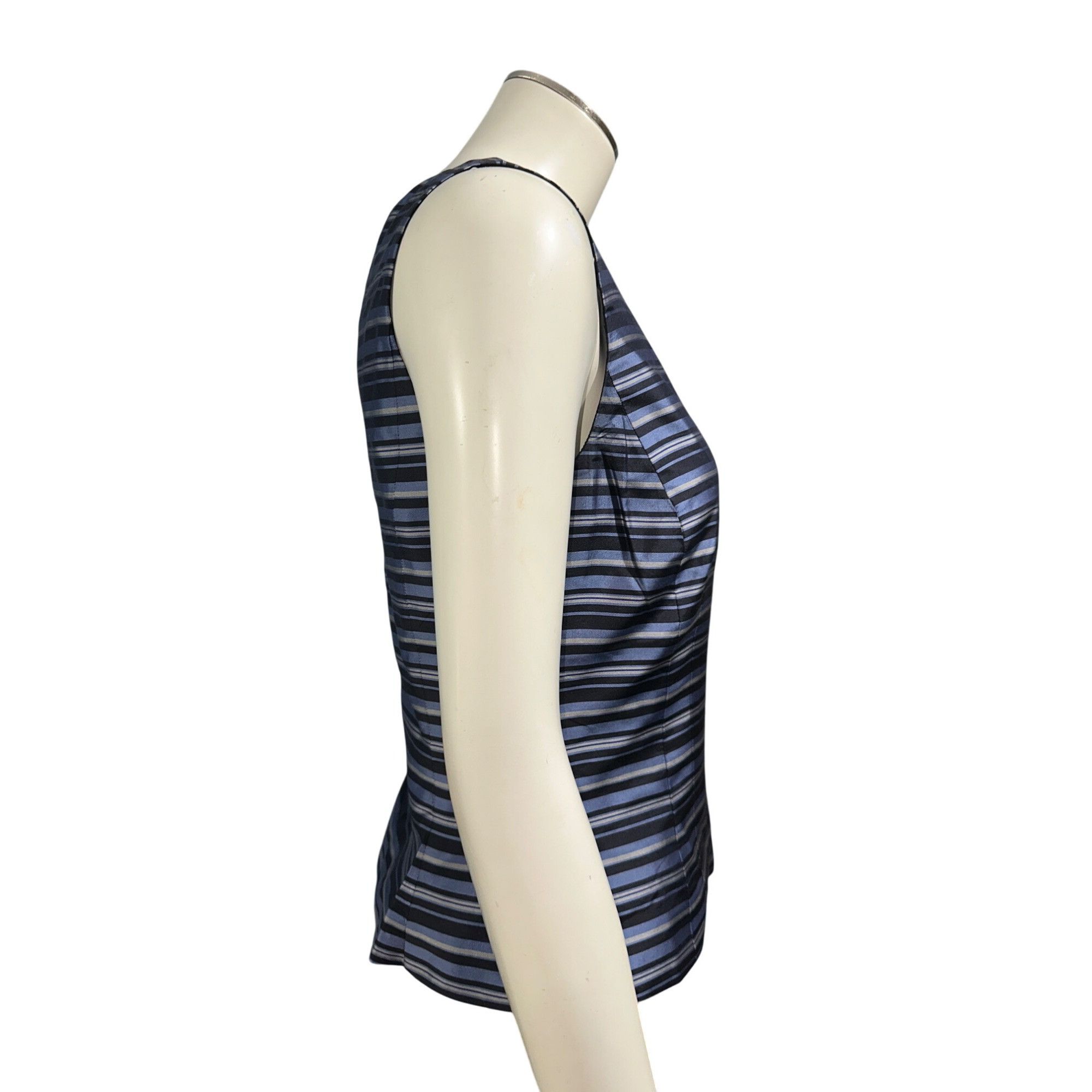 Ann Taylor Ann Taylor Petites 2P Navy Blue Striped Silk Sleeveless Blou Size XS / US 0-2 / IT 36-38 - 6 Thumbnail