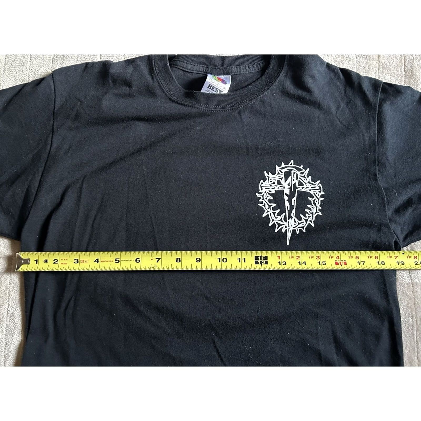 Fruit Of The Loom Jesus Motorcycle T Shirt Men M Black Cotton Blend Regular Short Sleeve Faith Biker 90s California Heart Religion Brand Fruit Of The Loom Size US M / EU 48-50 / 2 - 6 Thumbnail