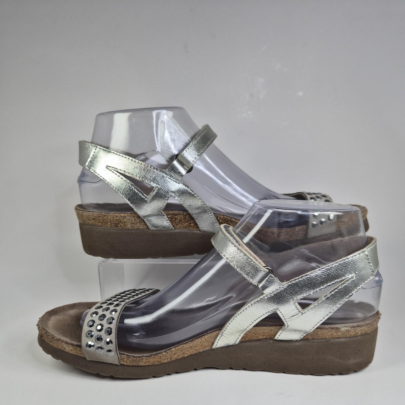 Dries Van Noten NAOT Women Sz9 Hero Strappy Wedge Silver Boho Sandals Size US 9 / IT 39 - 4 Thumbnail