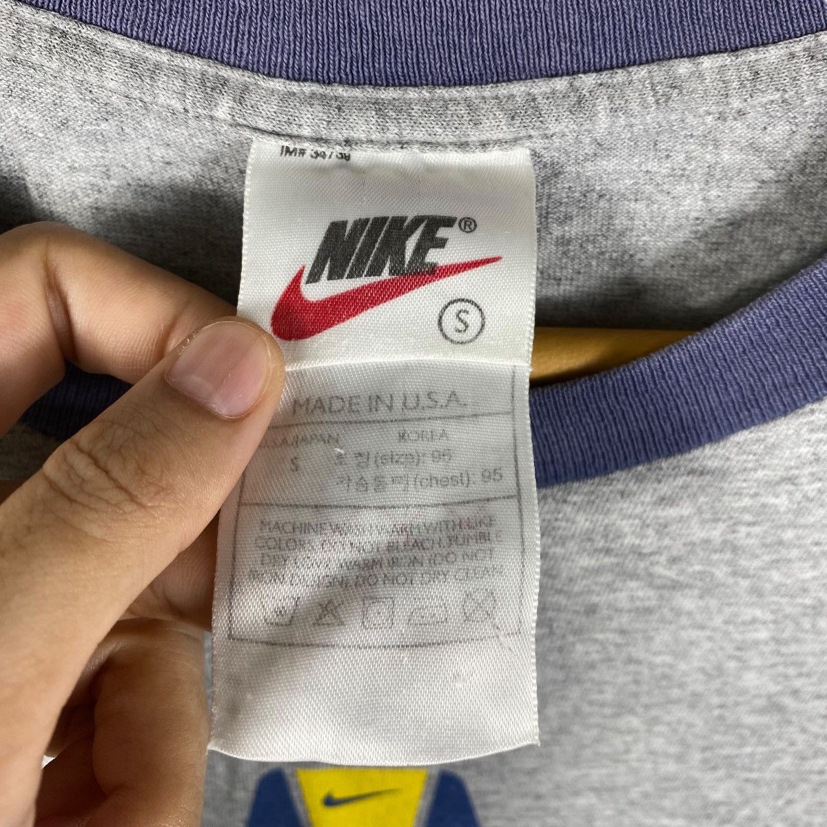Nike × Vintage Vintage 90's NIKE Center Logo Sportswear Ringer Tee Shirt Size US S / EU 44-46 / 1 - 6 Thumbnail