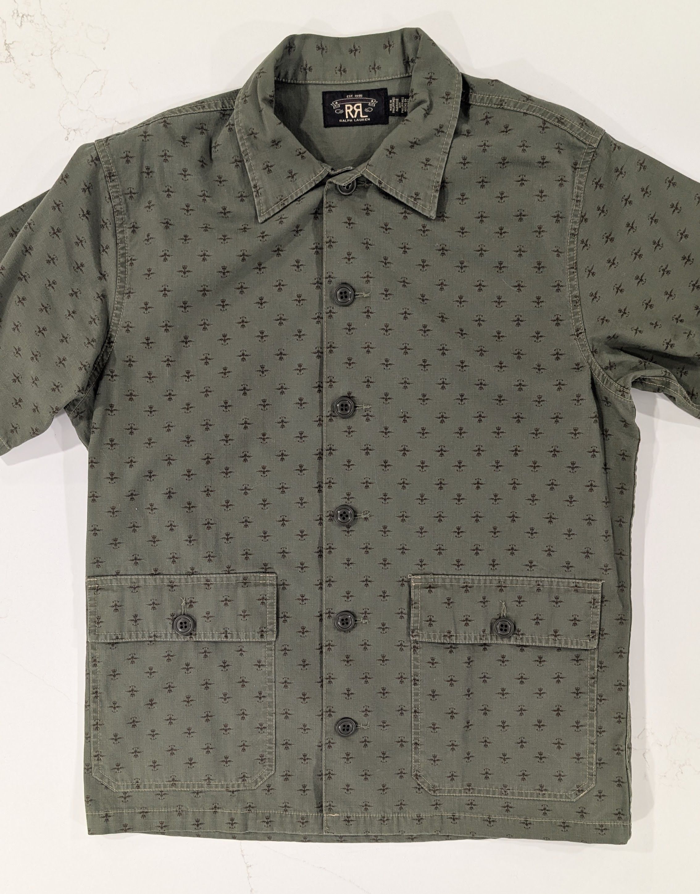 RRL Ralph Lauren RRL Evanston Camp Shirt Green Ripstop Cotton Size M Size US M / EU 48-50 / 2 - 1 Thumbnail