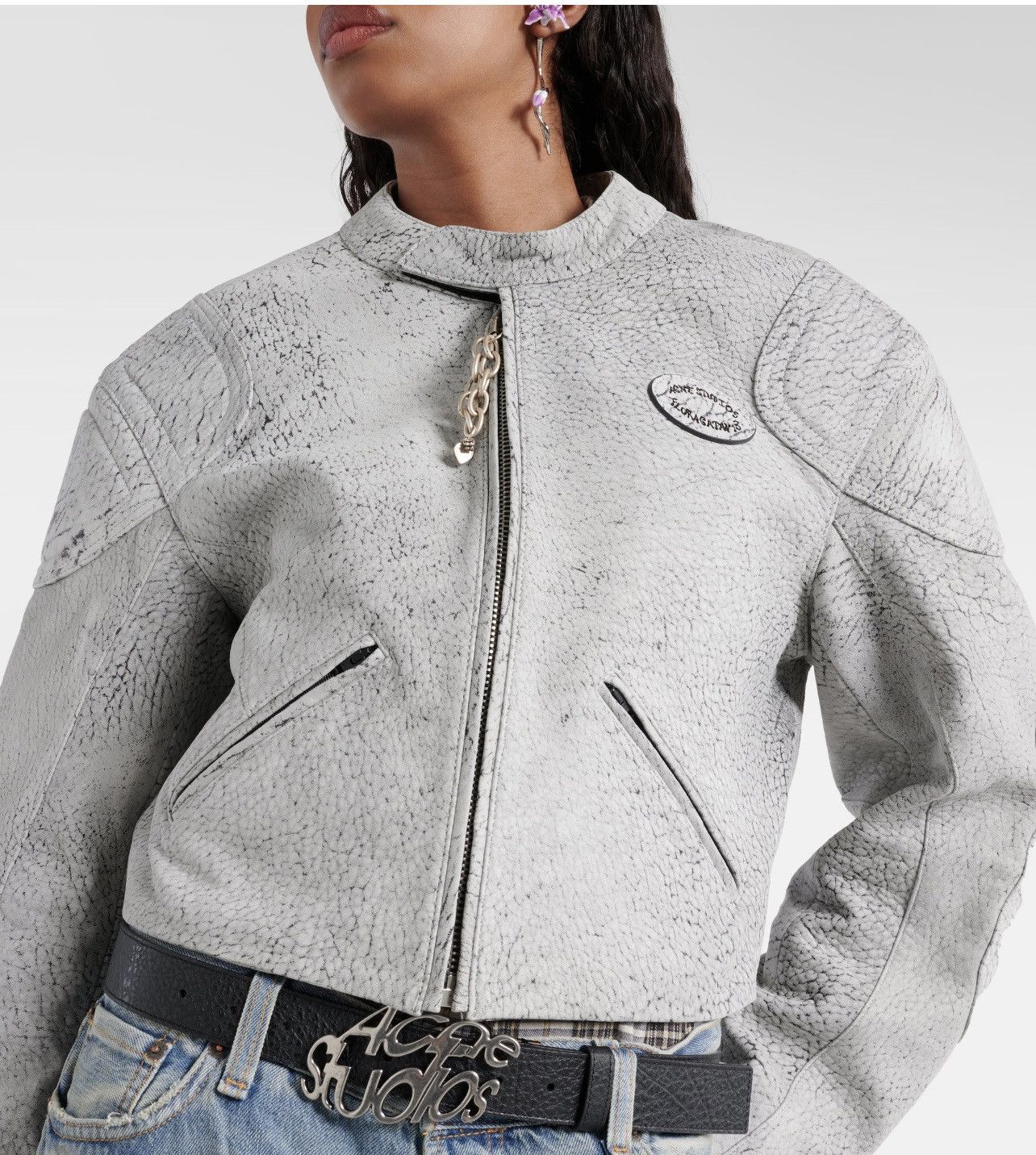 Acne Studios Acne Studios Cropped Grey Leather Jacket Size Small/US4 Size S / US 4 / IT 40 - 1 Thumbnail