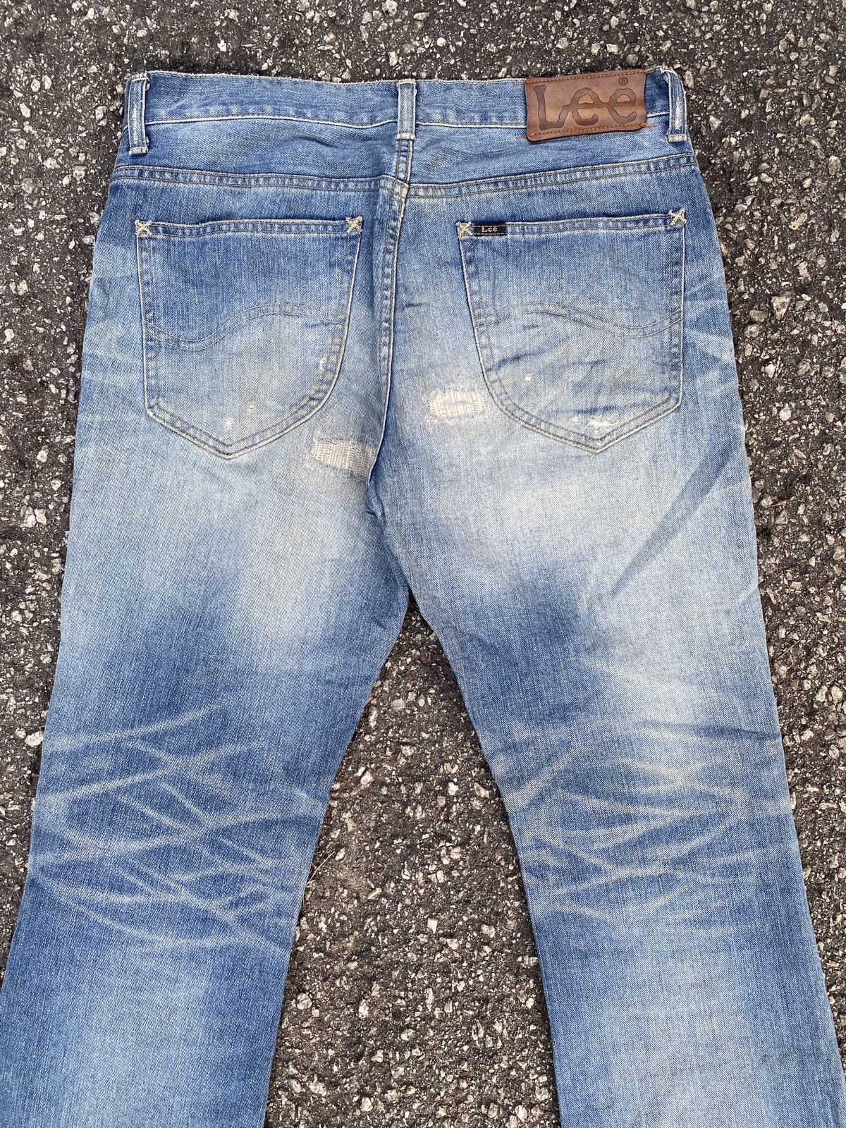 Japanese Brand × Lee Vintage Lee Blue Washed Distressed Patchwork Flare Denim Size US 32 / EU 48 - 11 Thumbnail