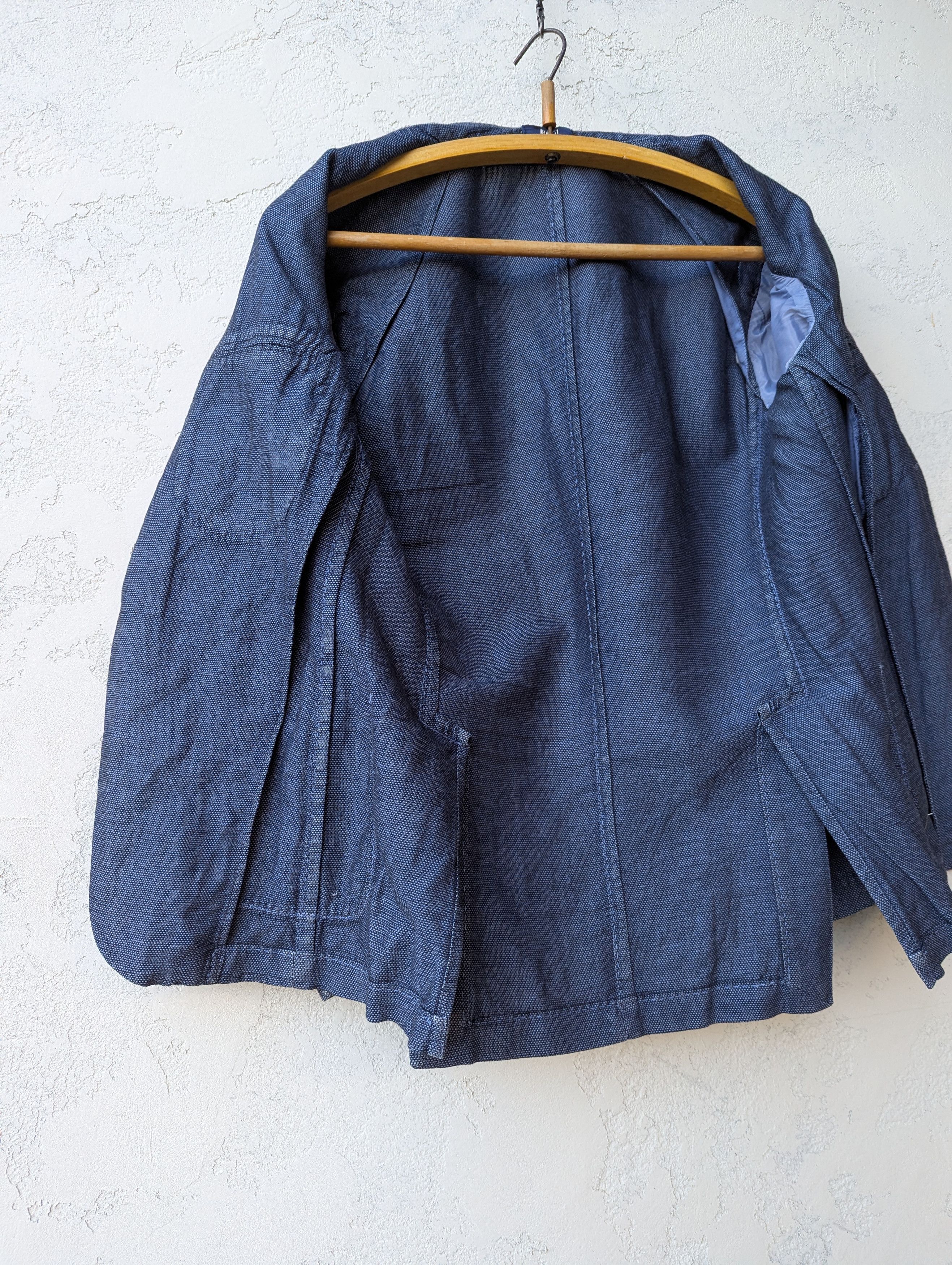 Boggi Boggi Milano Linen-Blend Blazer Blue Slim Fit Jacket Size 38S - 12 Thumbnail