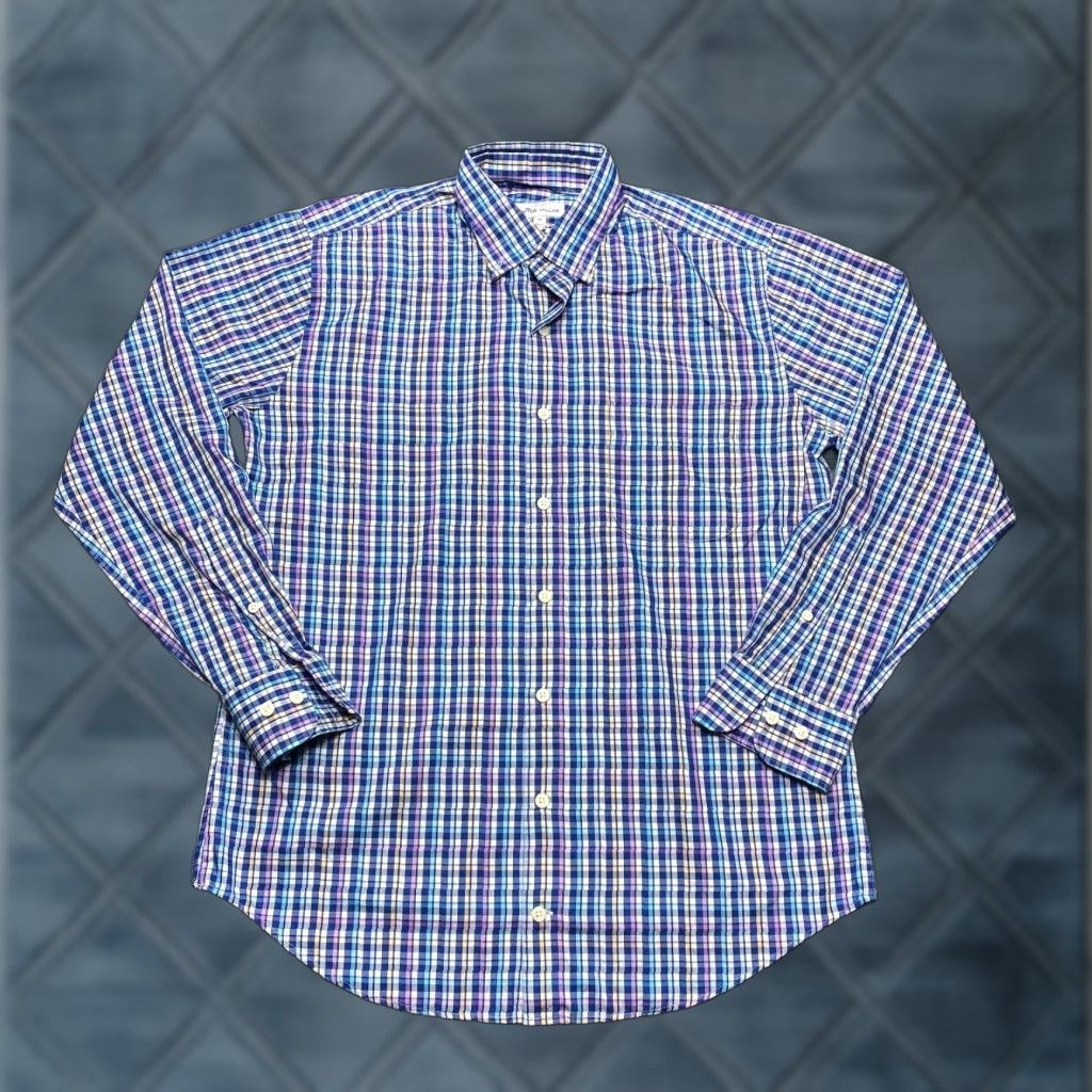 Peter Millar Peter Millar Shirt Mens Medium Blue Plaid Long Sleeve Button Down Casual Preppy Size US M / EU 48-50 / 2 - 1 Thumbnail