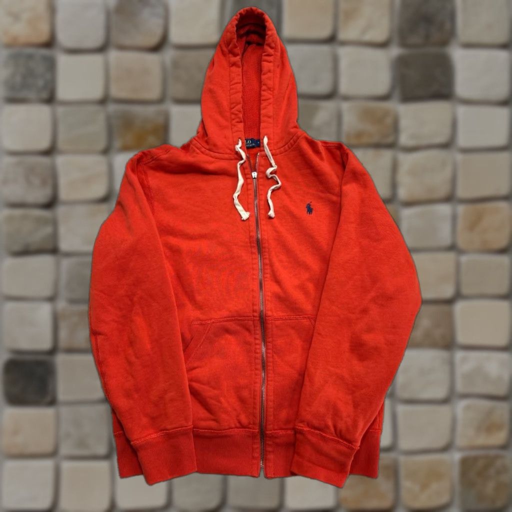 Polo Ralph Lauren Polo Ralph Lauren Hoodie Mens M Red Cotton Knit Full Zip Sweater, Crew Neck, Regular Fit, Winter Fall Spring, Solid, Knit, Shirt? Size M / US 6-8 / IT 42-44 - 1 Thumbnail