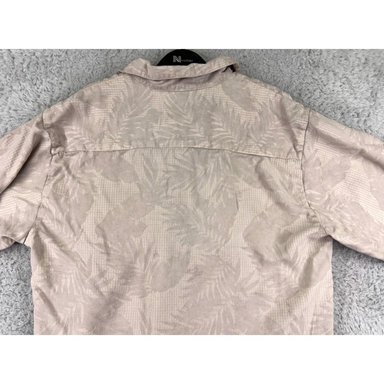Tommy Bahama Tommy Bahama Shirt Mens Large Beige Silk Hawaiian Palm Leaf Button Up Size US L / EU 52-54 / 3 - 6 Thumbnail