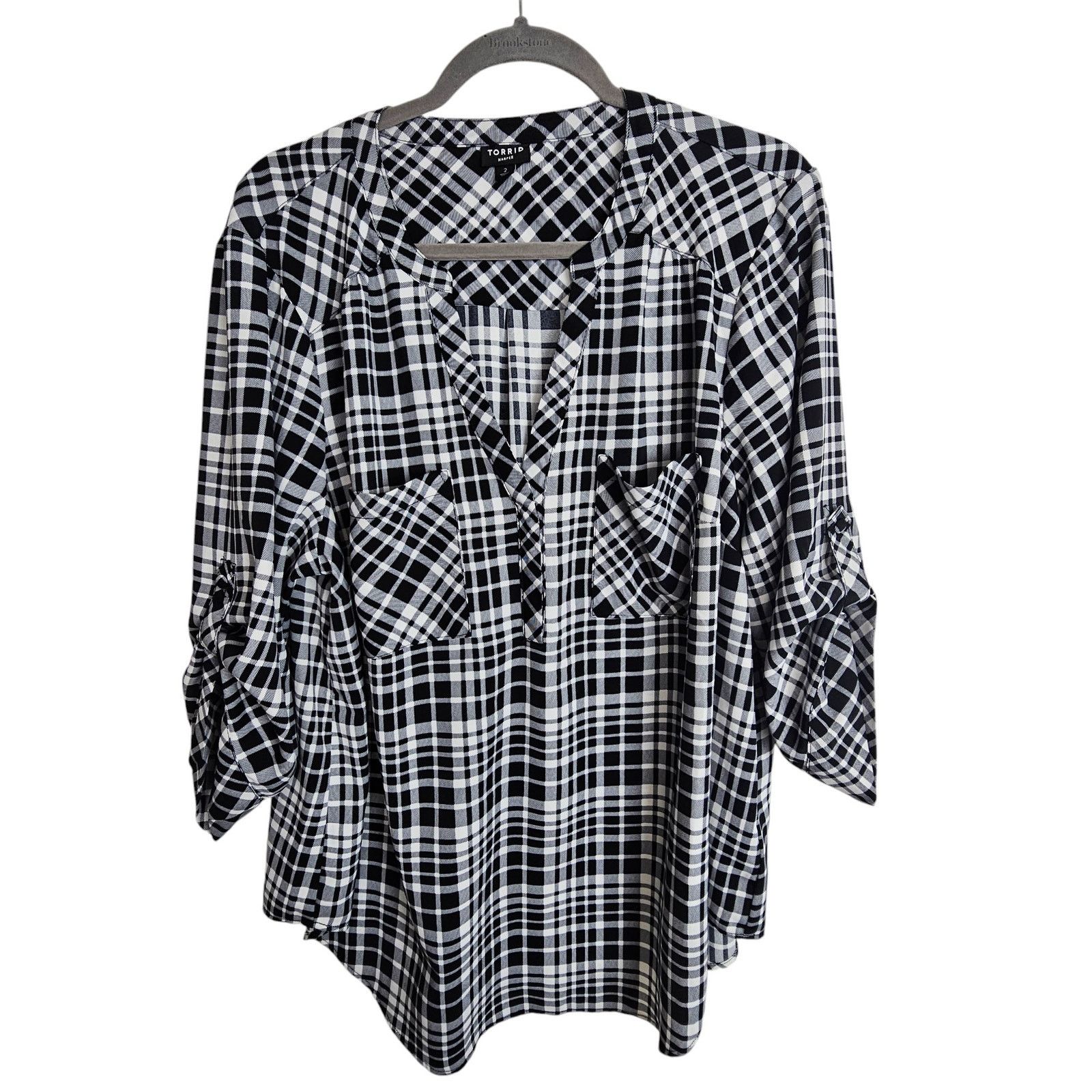 Torrid Torrid Womens Plaid Harper Top Plus Size 2X Career Corp Work Size XXL / US 16-18 / IT 52-54 - 2 Thumbnail