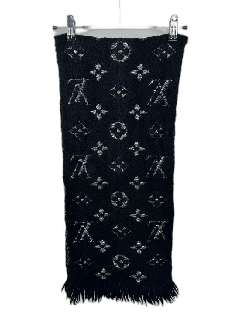 Louis Vuitton LV Black Silver Thread Wool Scarf -2505 Size ONE SIZE - 1 Thumbnail