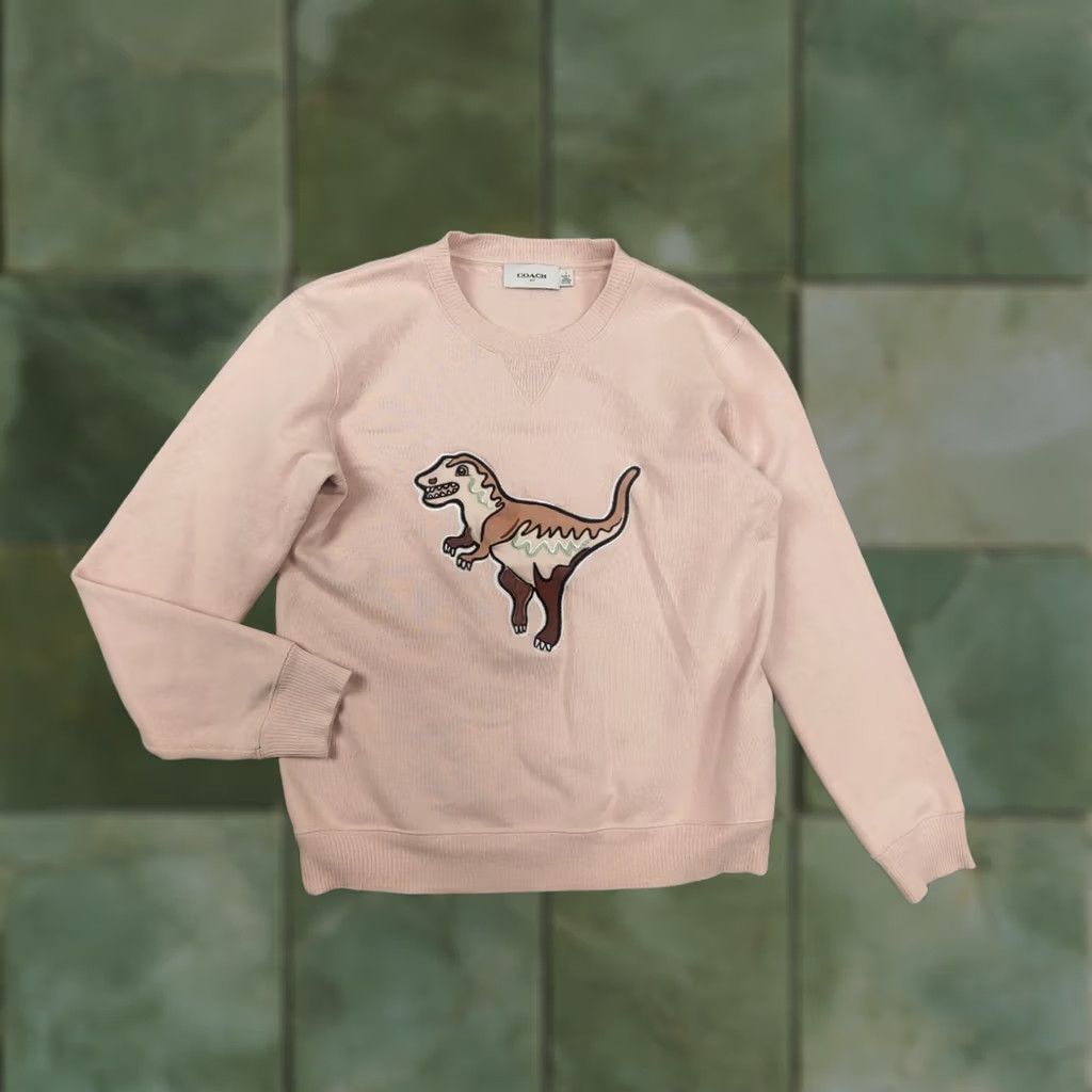 Coach VINTAGE Coach Rexy dinosaur embroidery Logo beige Crew Neck sweatshirt Size S / US 4 / IT 40 - 1 Thumbnail