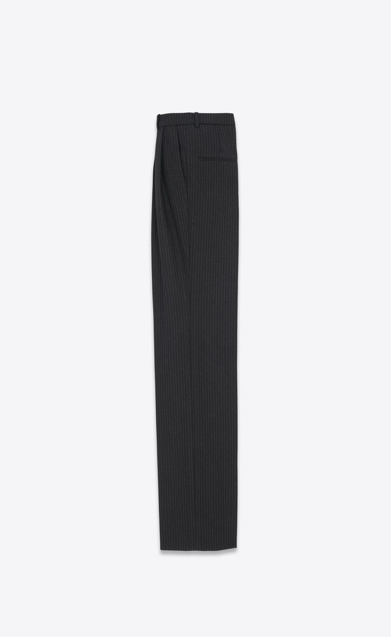 Saint Laurent Paris oc11z1225 780236 High Waisted Pants in Striped Wool Flannel Size US 30 / EU 46 - 3 Thumbnail