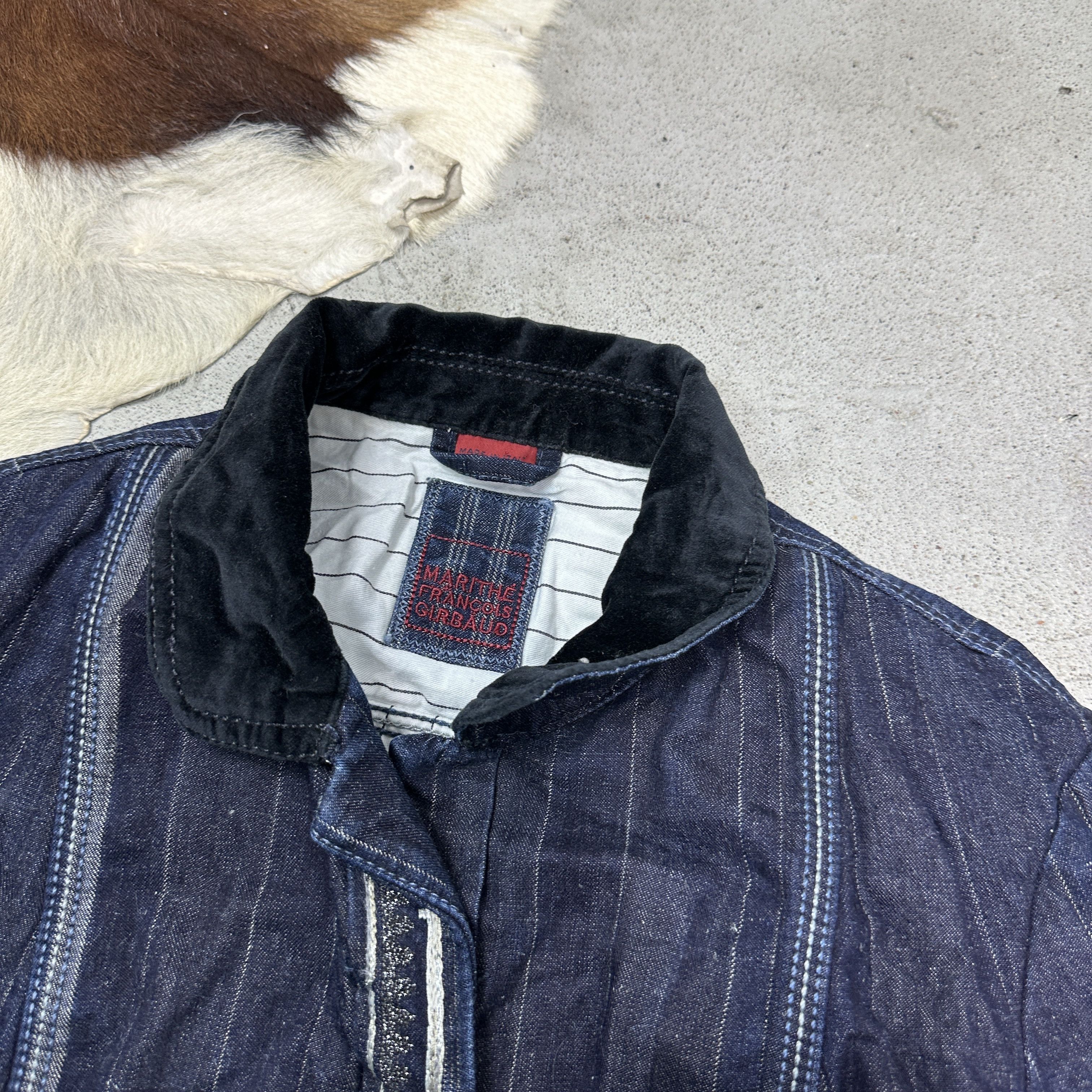 Marithe + Francois Girbaud Vintage Denim Fitted Striped Marithe Francois Girbaud Jacket Size M / US 6-8 / IT 42-44 - 3 Thumbnail