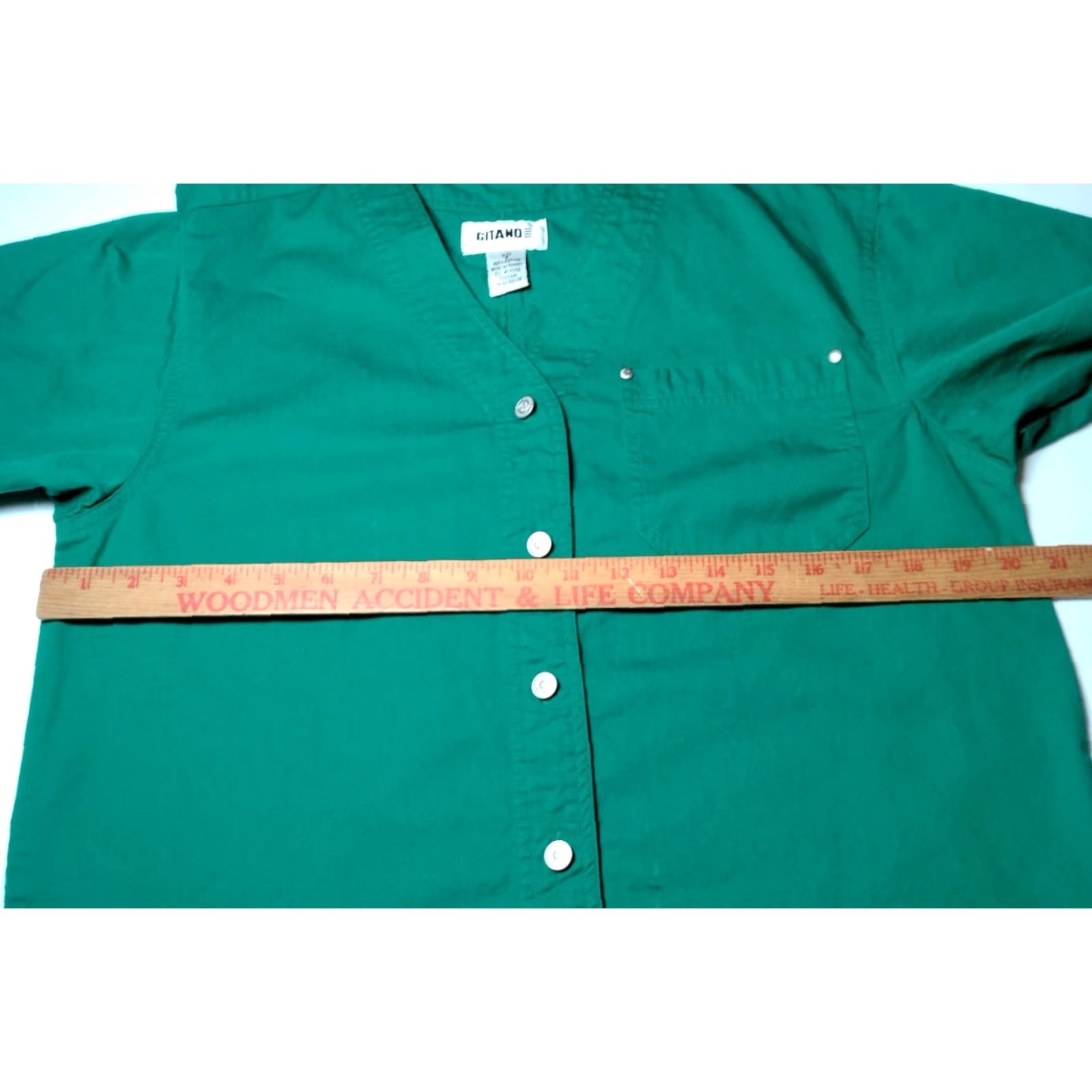 Vintage VINTAGE Gitano Shirt Female Small Green Twill Button-Up V-Neck 90s Classic Womens Size S / US 4 / IT 40 - 4 Thumbnail