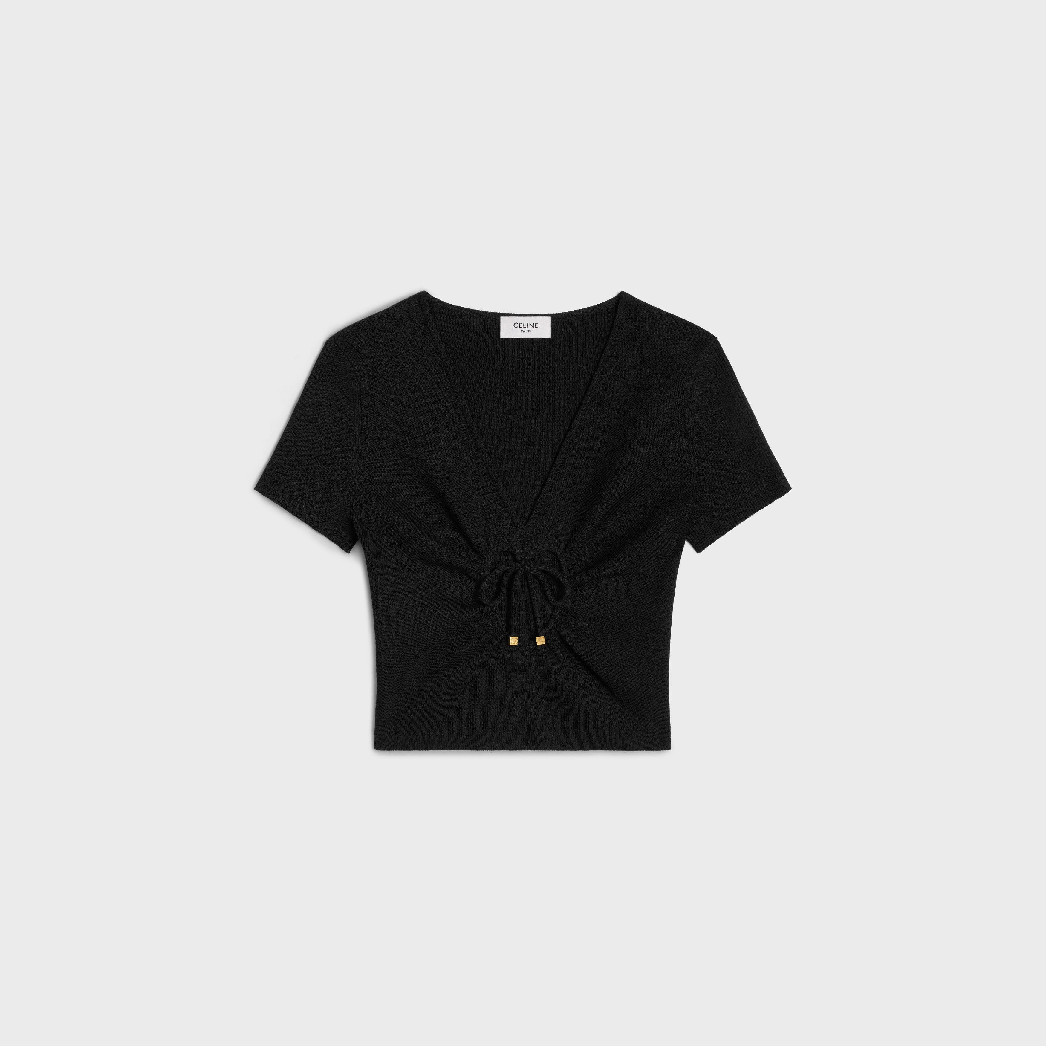 Celine o1w1db10925 2AI7A898T Heart Crop Top in Black Size XS / US 0-2 / IT 36-38 - 1 Thumbnail