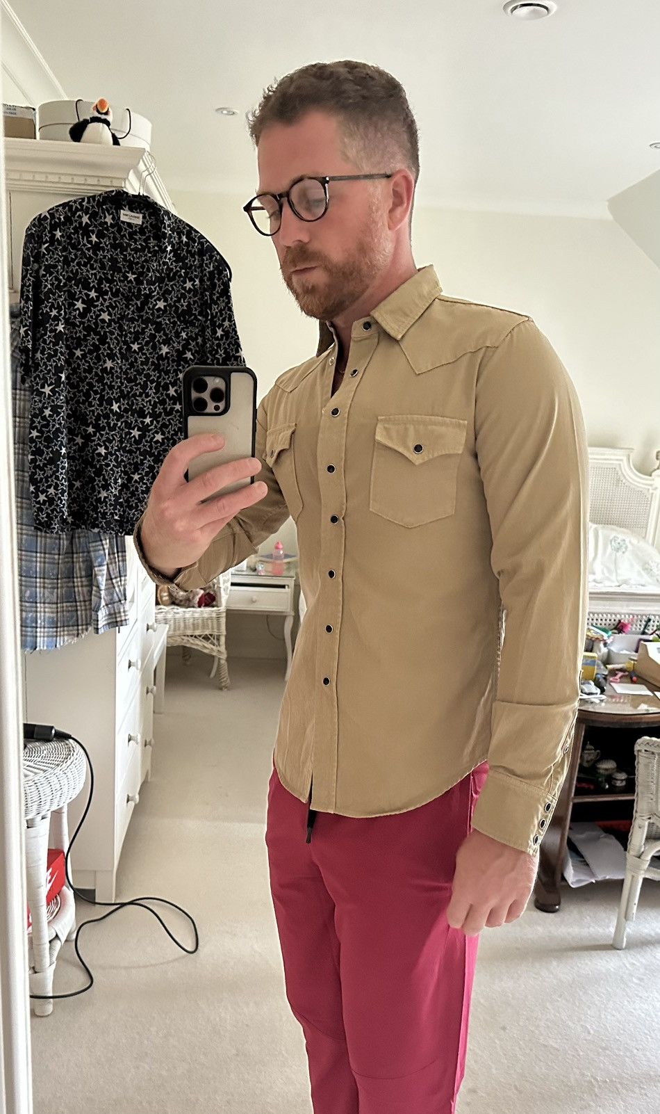 Saint Laurent Paris Saint Laurent western stonewashed denim shirt tan S Size US S / EU 44-46 / 1 - 5 Thumbnail