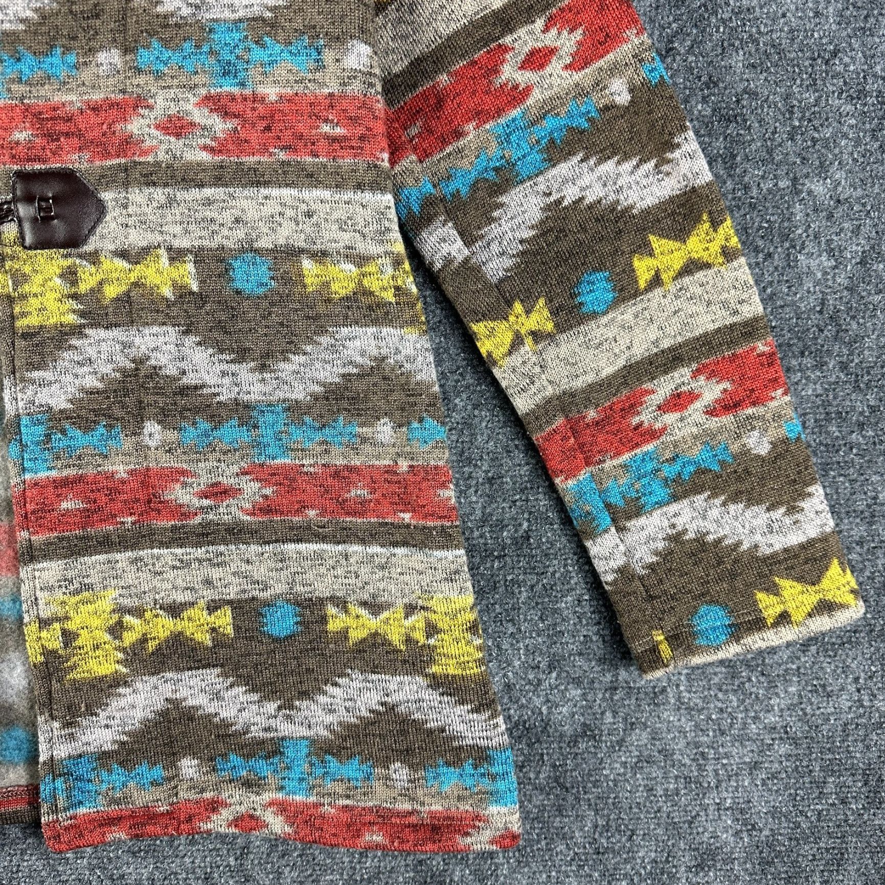 Vintage One World Cardigan Sweater Jacket Womens M Toggle Button Aztec Print" Size M / US 6-8 / IT 42-44 - 3 Thumbnail