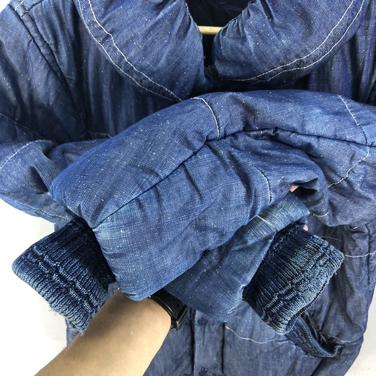 Issey Miyake Vintage Mercibeaucoup Pillow Neck Indigo Dye Bomber Jacket Size US S / EU 44-46 / 1 - 14 Thumbnail
